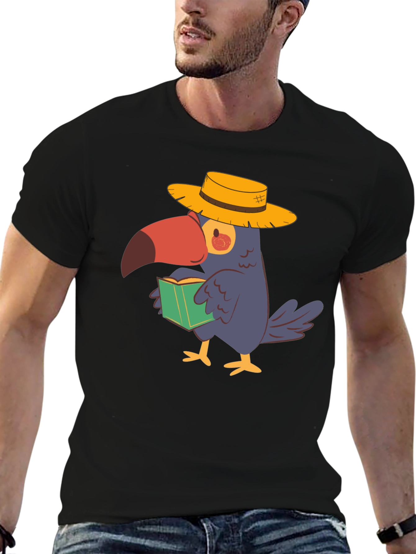Toucan Reader Black T-Shirt