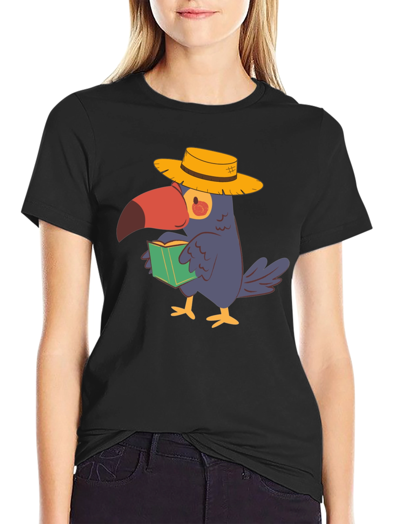 Toucan Reader Black T-Shirt