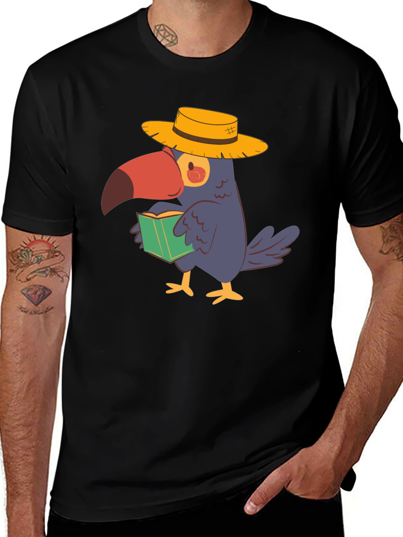 Toucan Reader Black T-Shirt