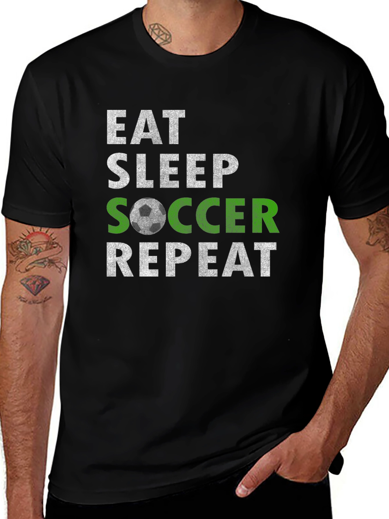 Eat Sleep Soccer Repeat Graphic Tee