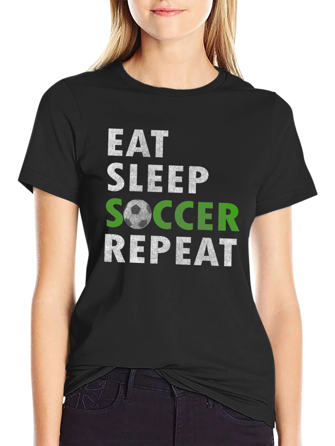 Eat Sleep Soccer Repeat Graphic Tee