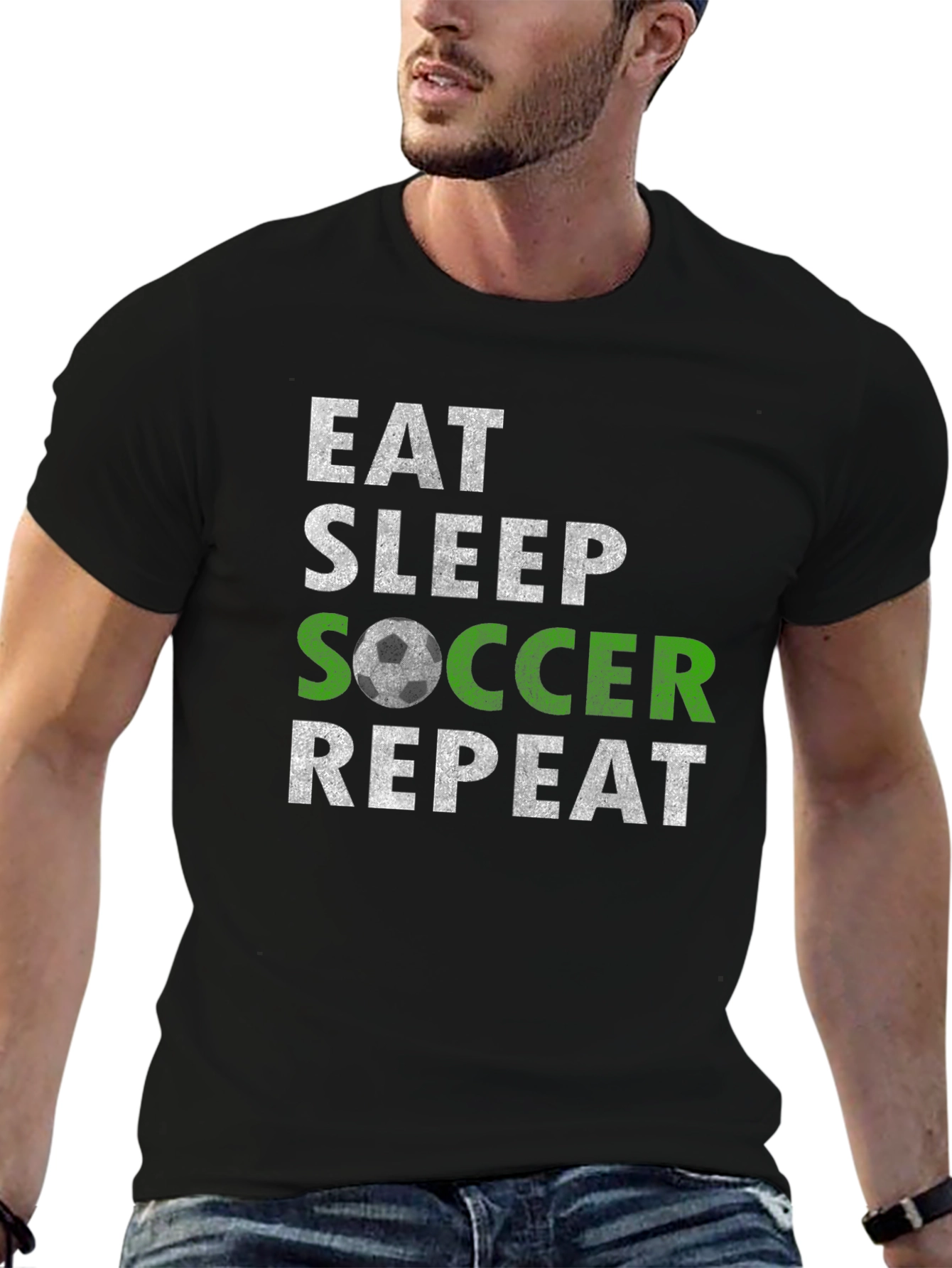 Eat Sleep Soccer Repeat Graphic Tee