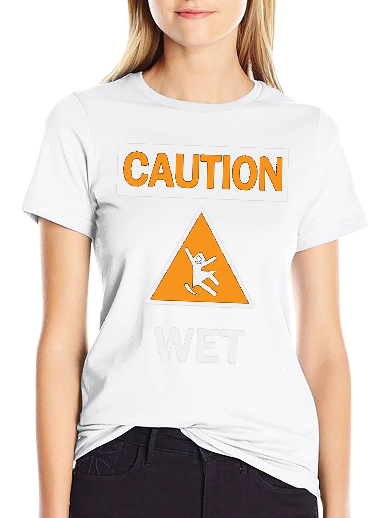 Caution Wet Sign T-Shirt - Funny Graphic Tee