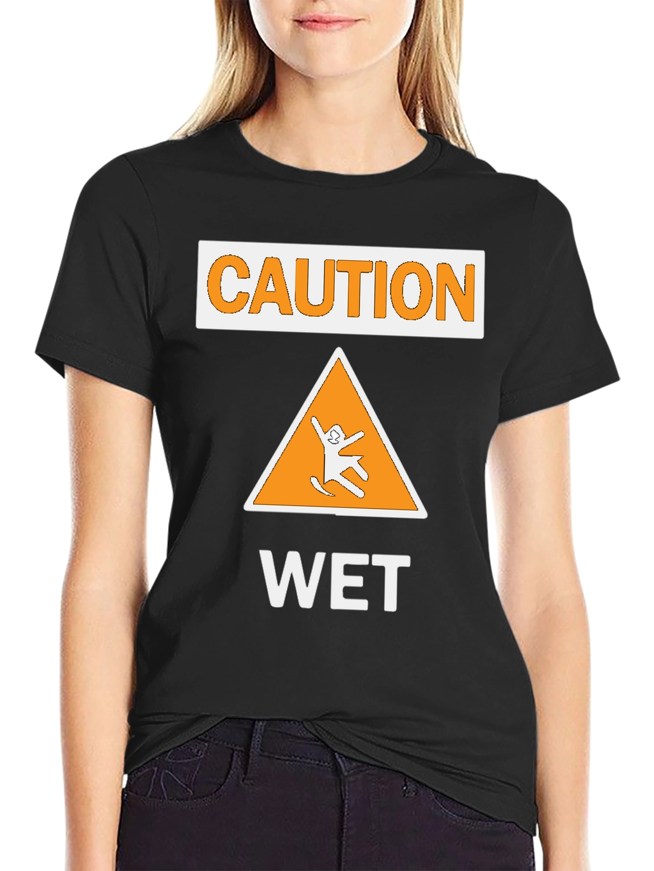Caution Wet Sign T-Shirt - Funny Graphic Tee