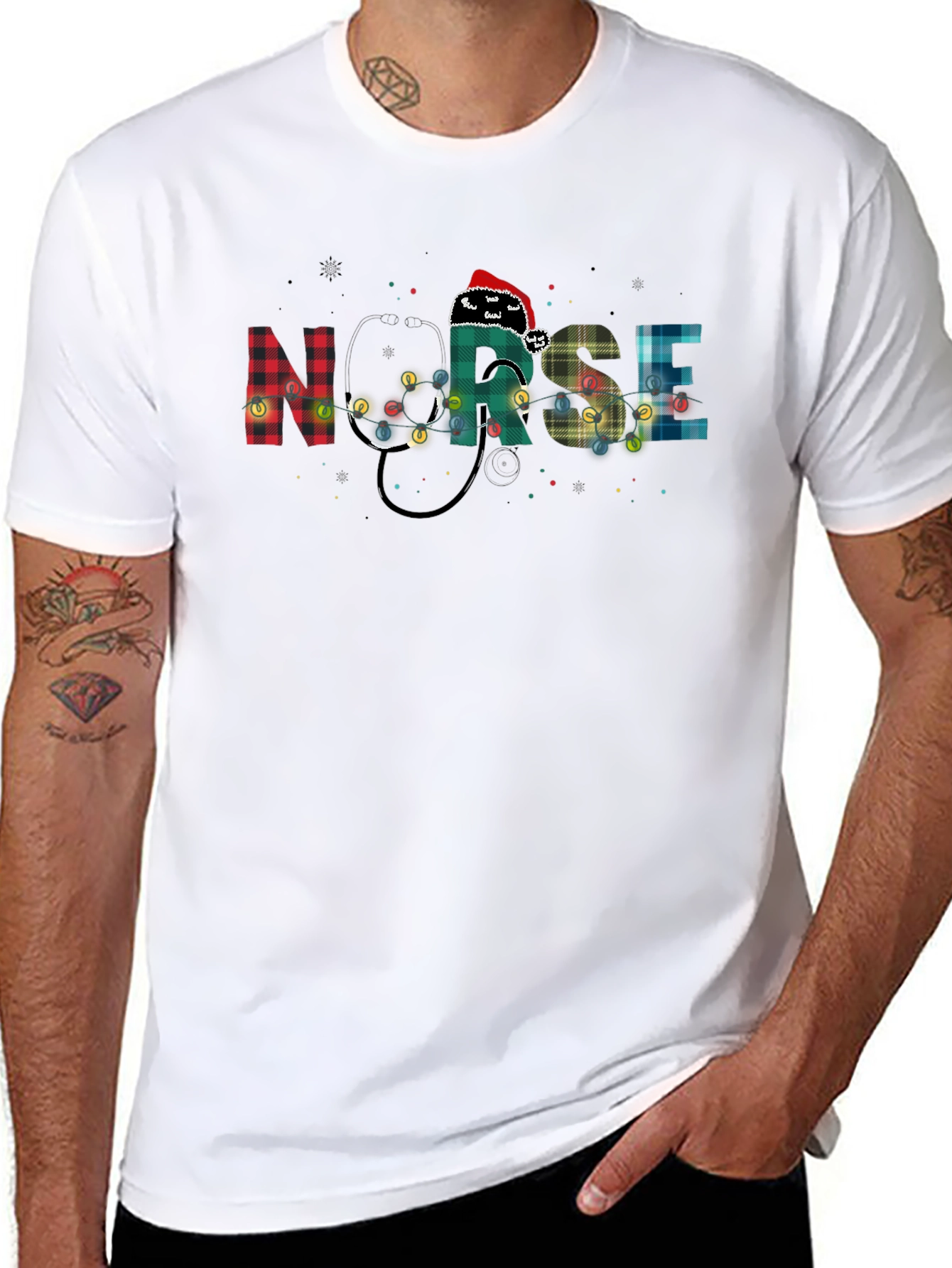 Nurse Christmas Plaid T-Shirt