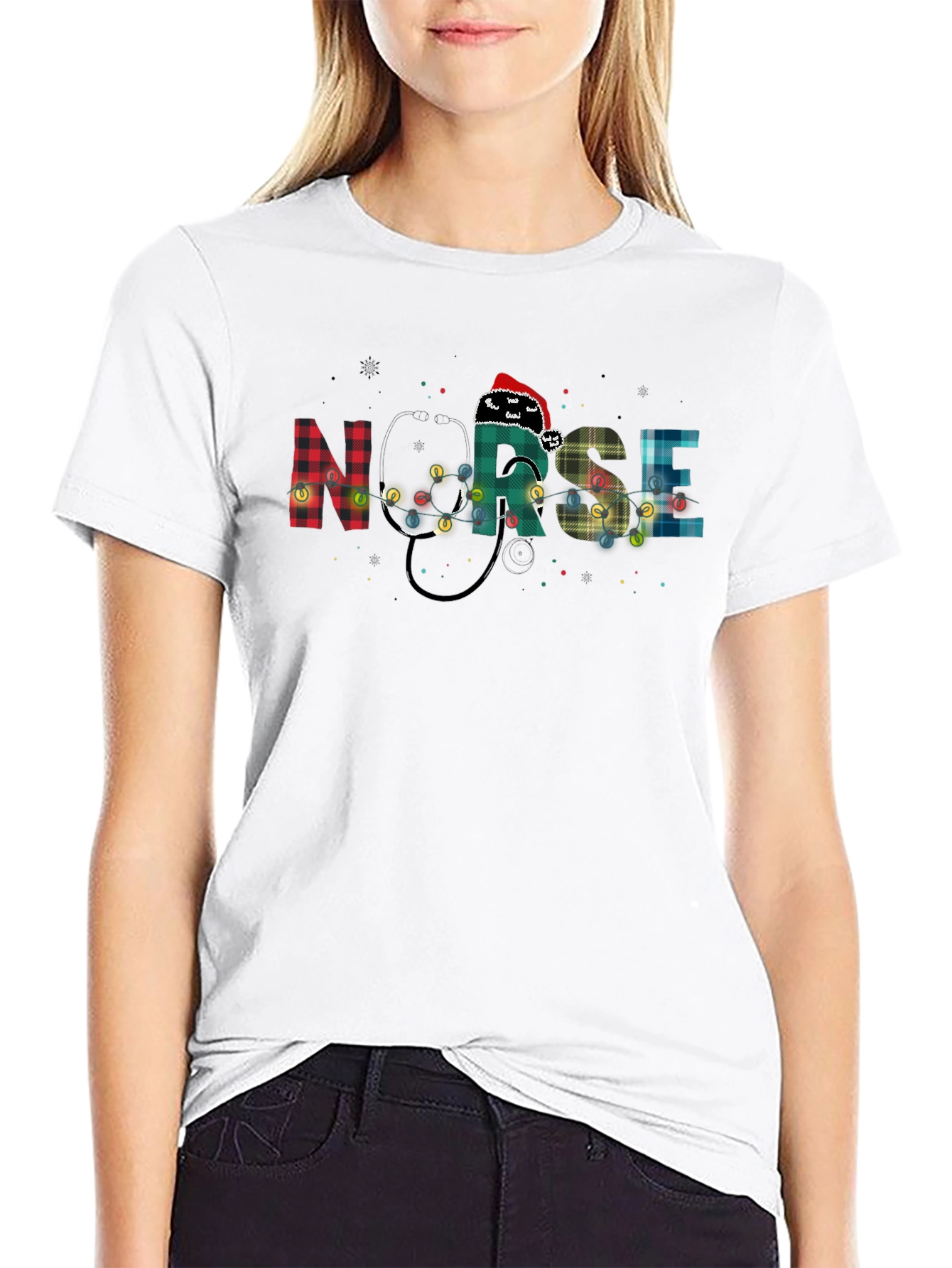Nurse Christmas Plaid T-Shirt