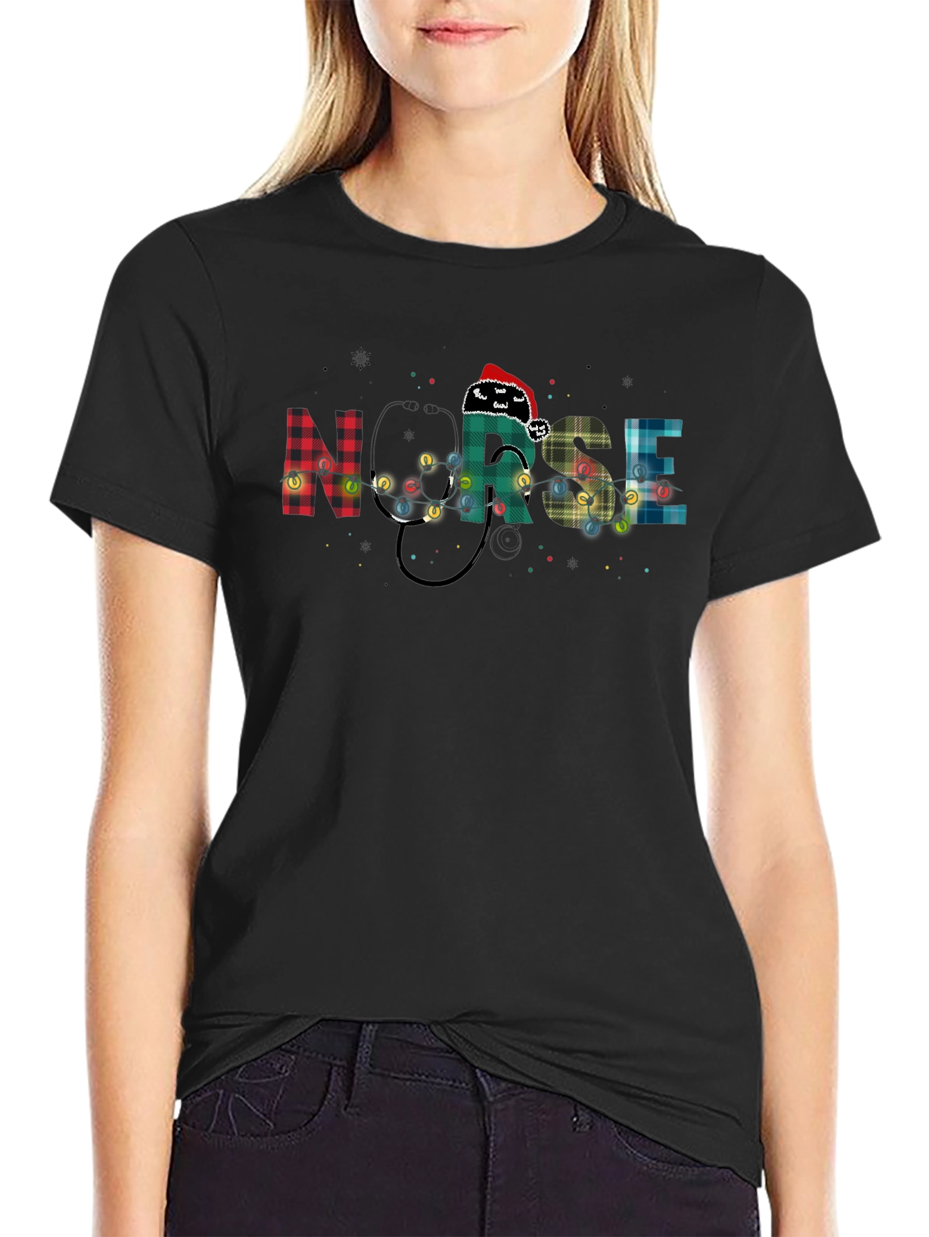 Nurse Christmas Plaid T-Shirt