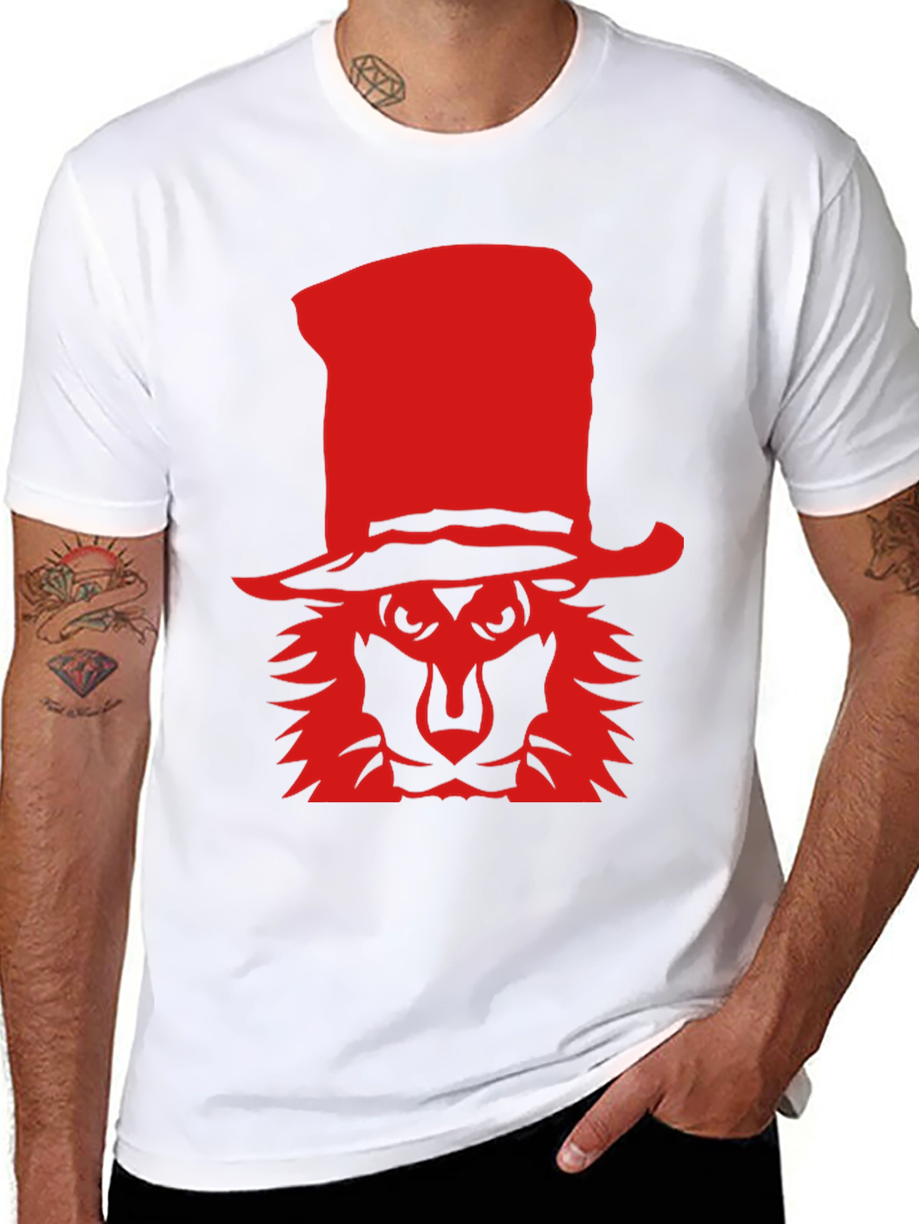 Lion in a Hat Black T-Shirt