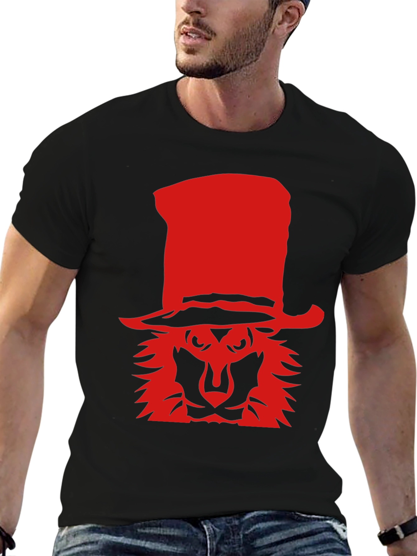 Lion in a Hat Black T-Shirt