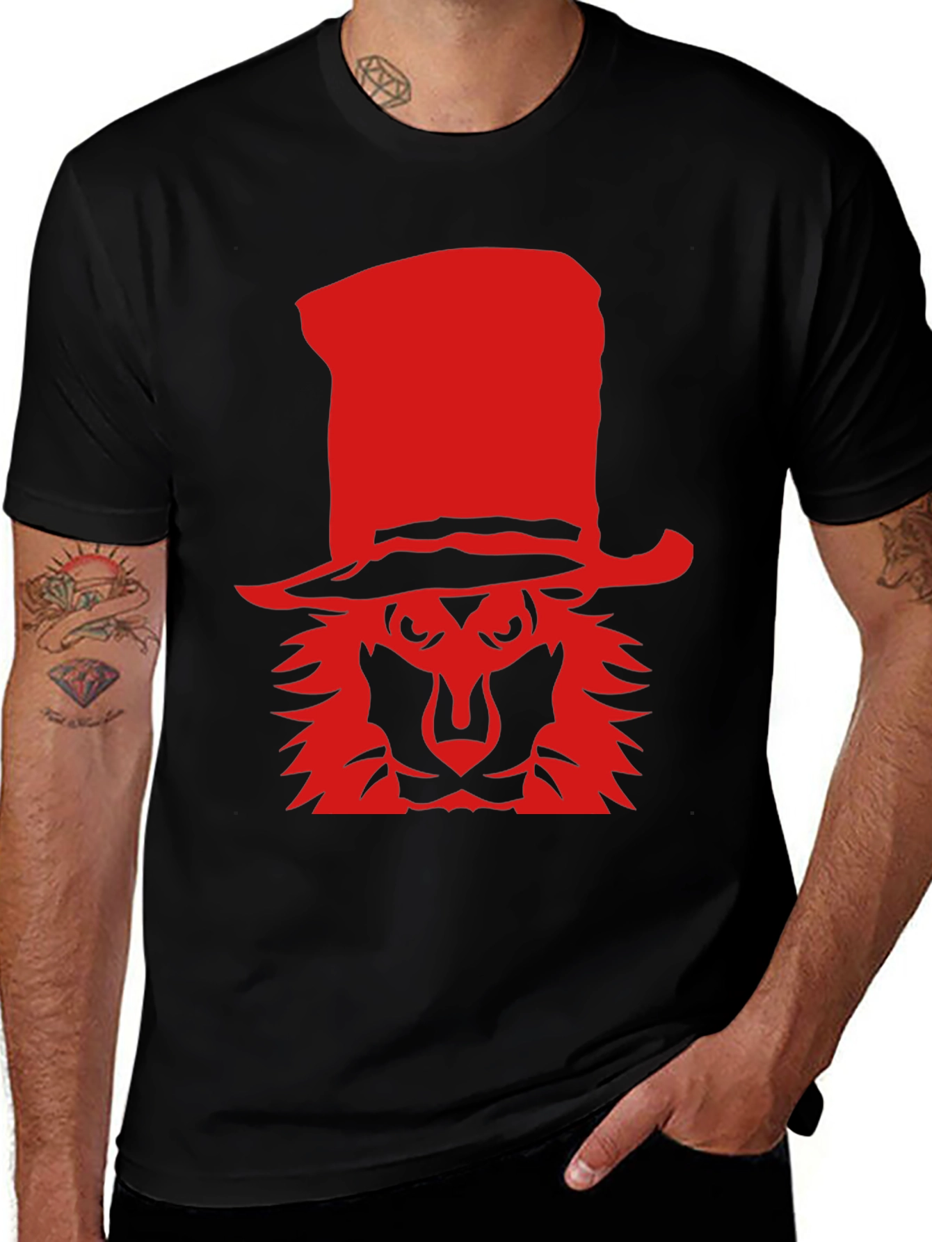 Lion in a Hat Black T-Shirt