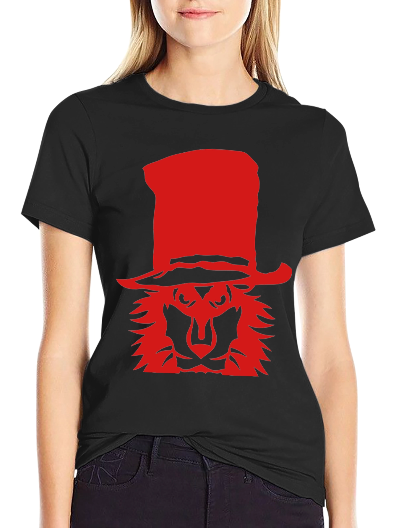 Lion in a Hat Black T-Shirt