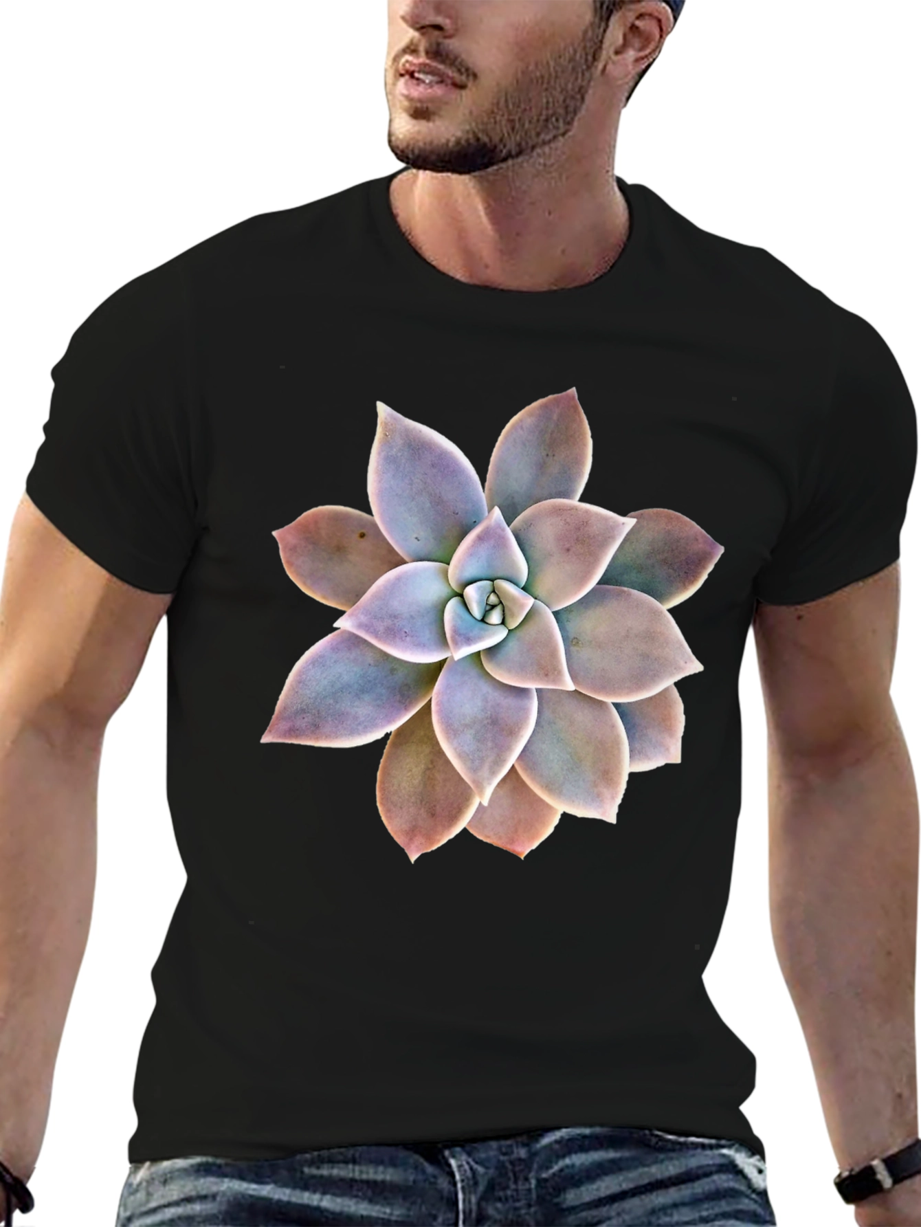 Succulent Graphic Black T-Shirt