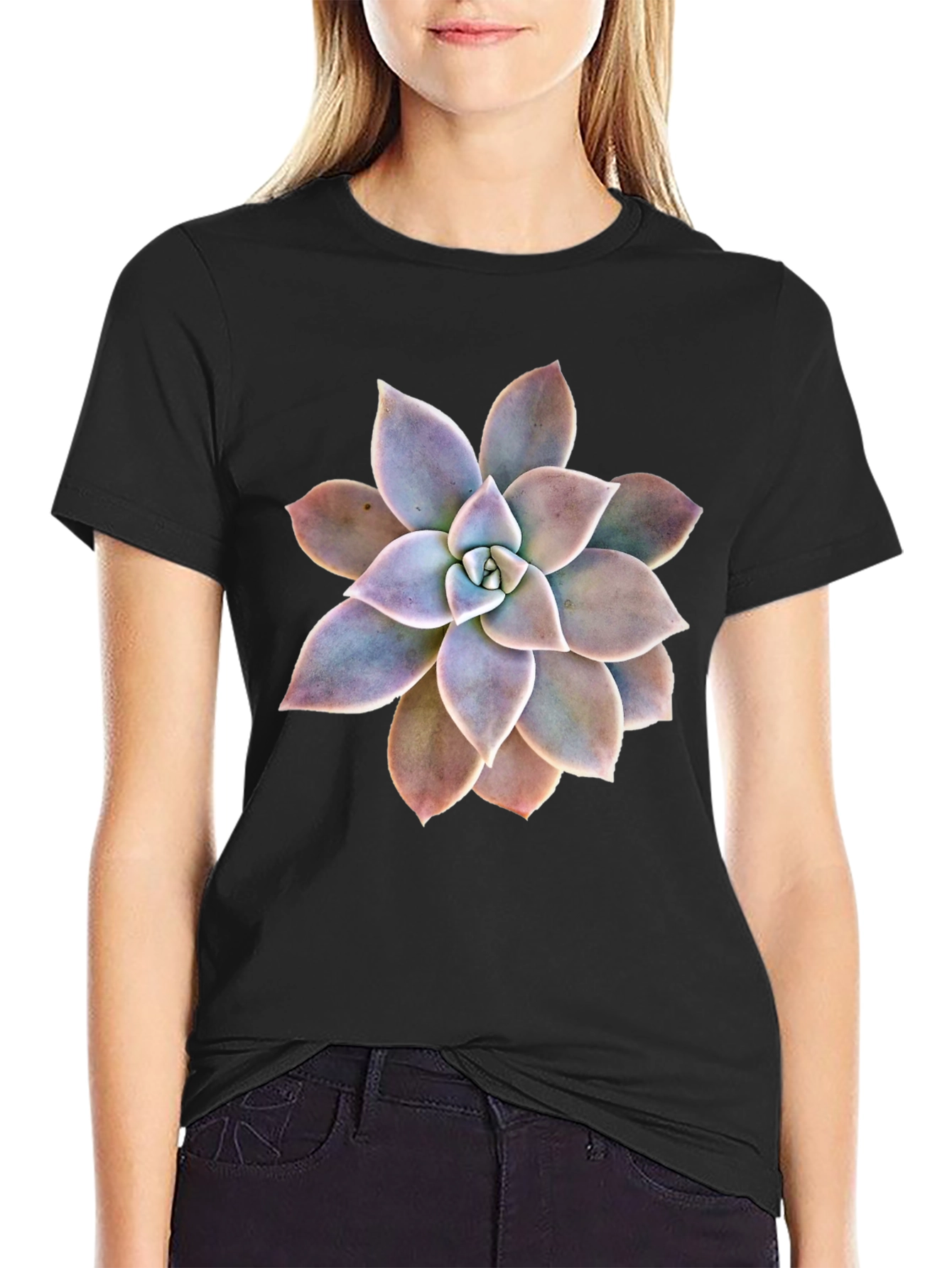 Succulent Graphic Black T-Shirt