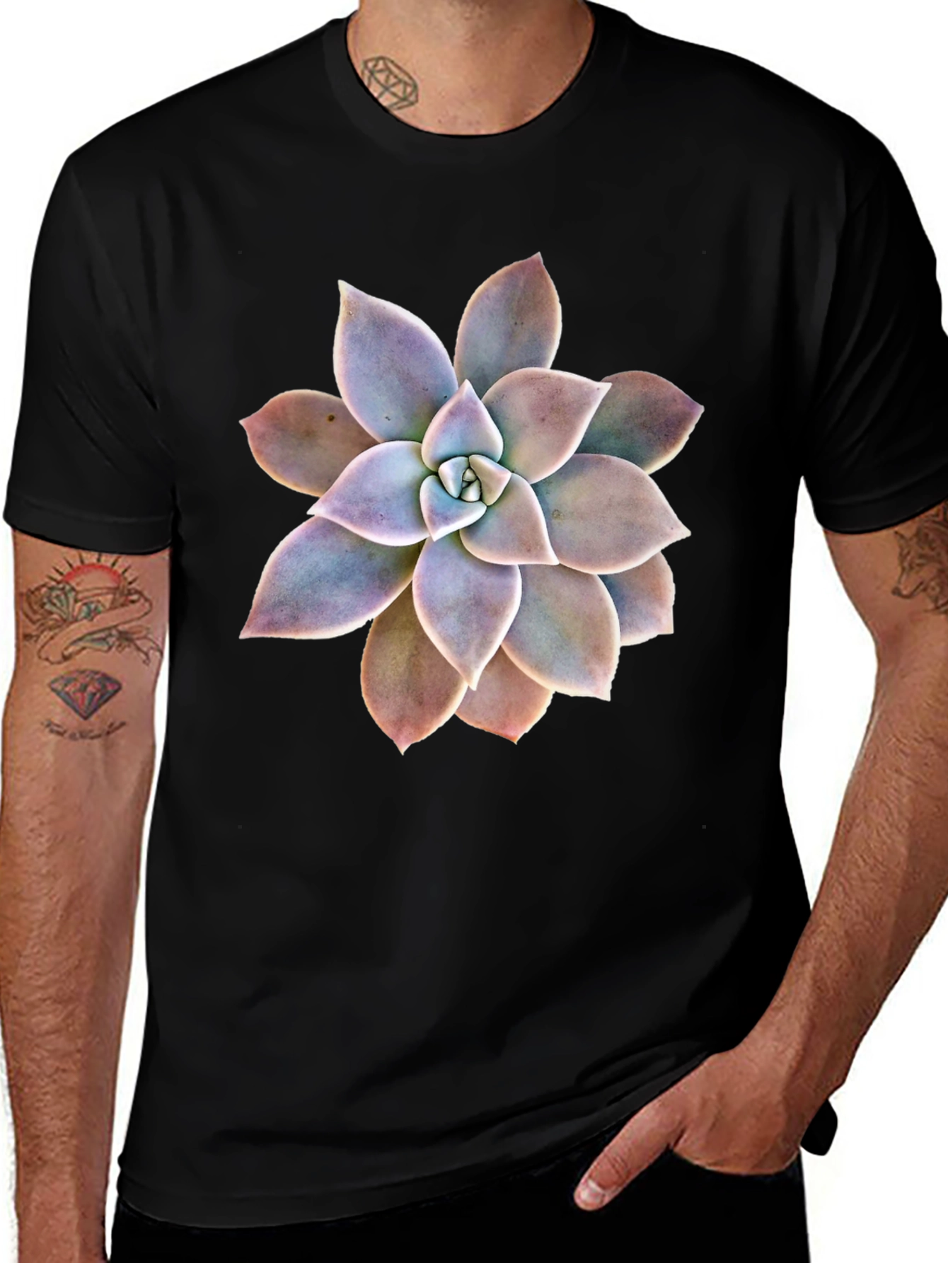 Succulent Graphic Black T-Shirt