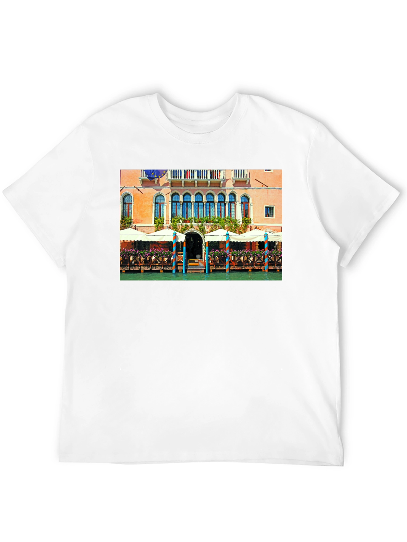Venice Building Graphic Tee - Canal Scene T-Shirt