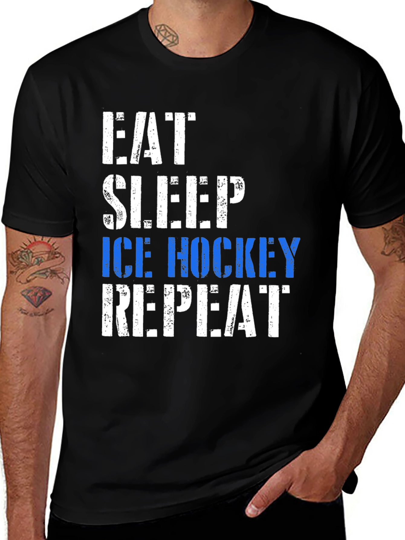 Eat Sleep Ice Hockey Repeat Graphic Tee