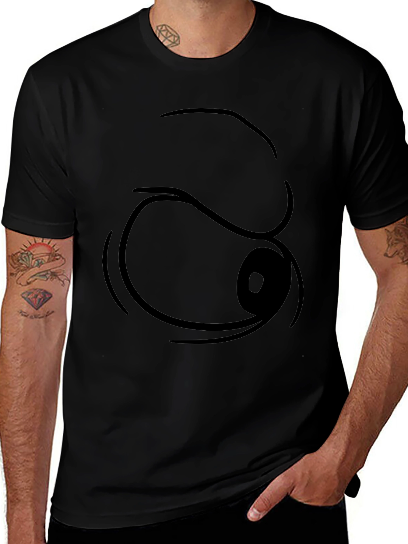 Funny Cartoon Eye T-Shirt - Black Graphic Tee