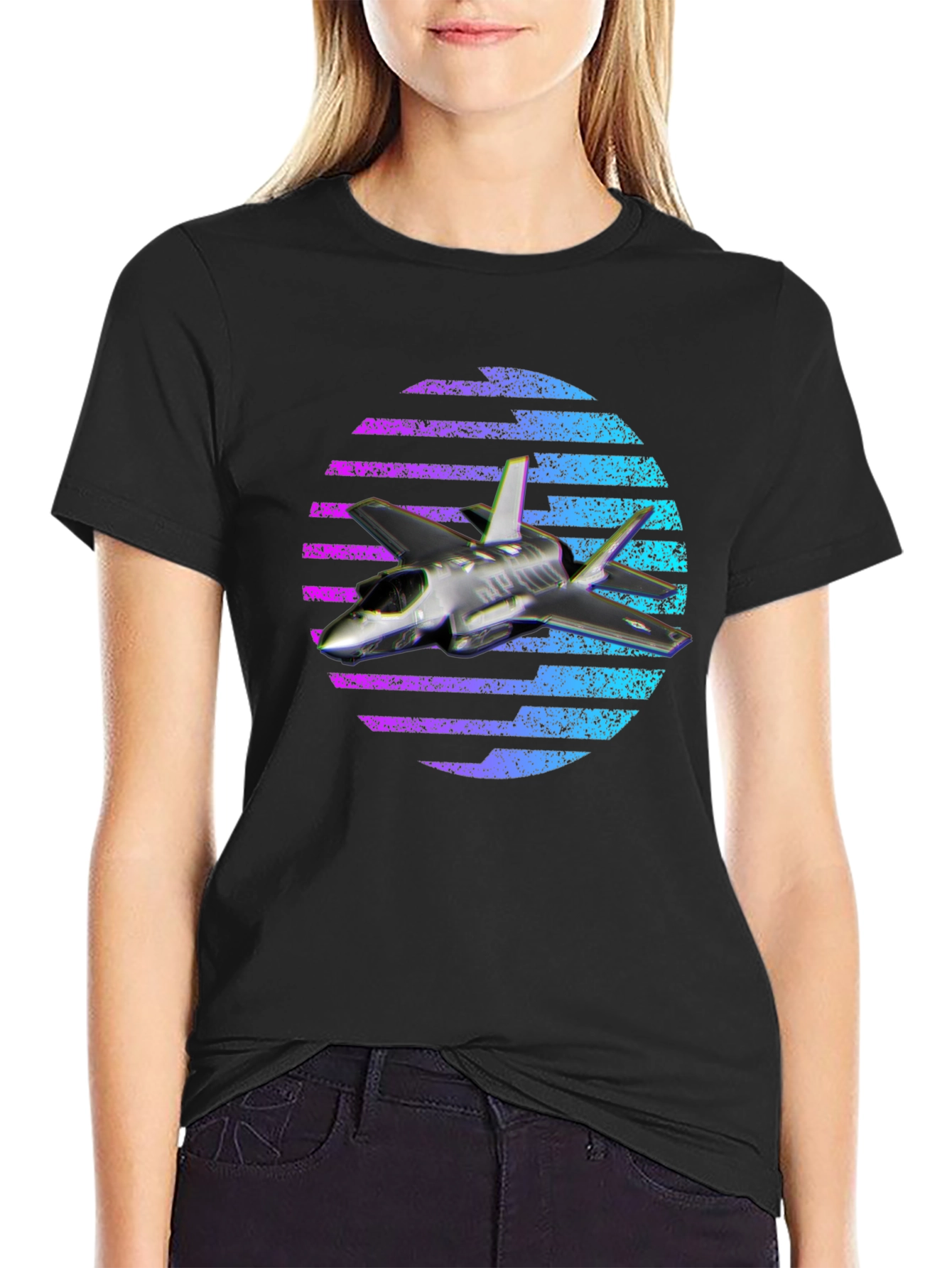 Jet Fighter T-Shirt - Vaporwave Design