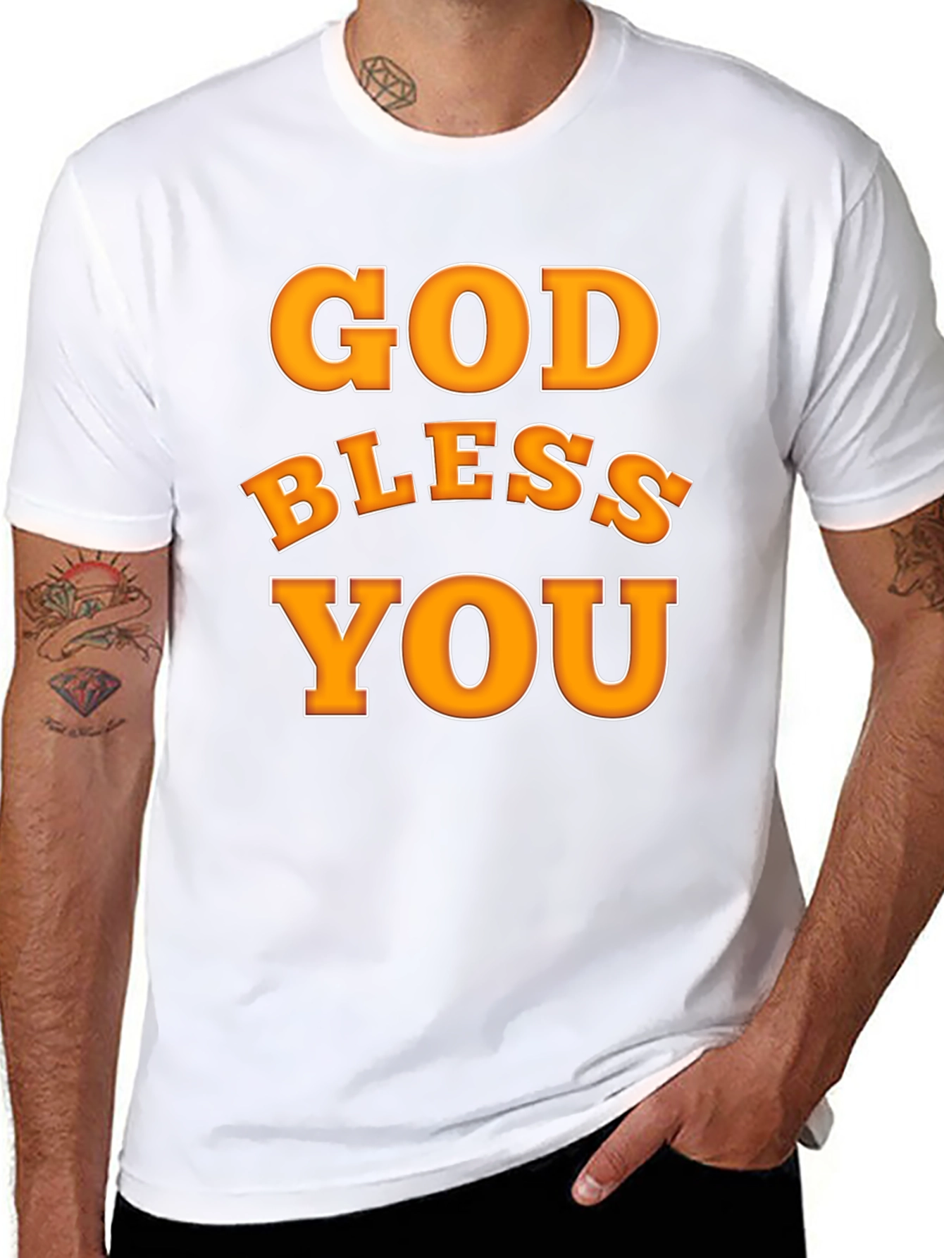 God Bless You Graphic T-Shirt Black Cotton