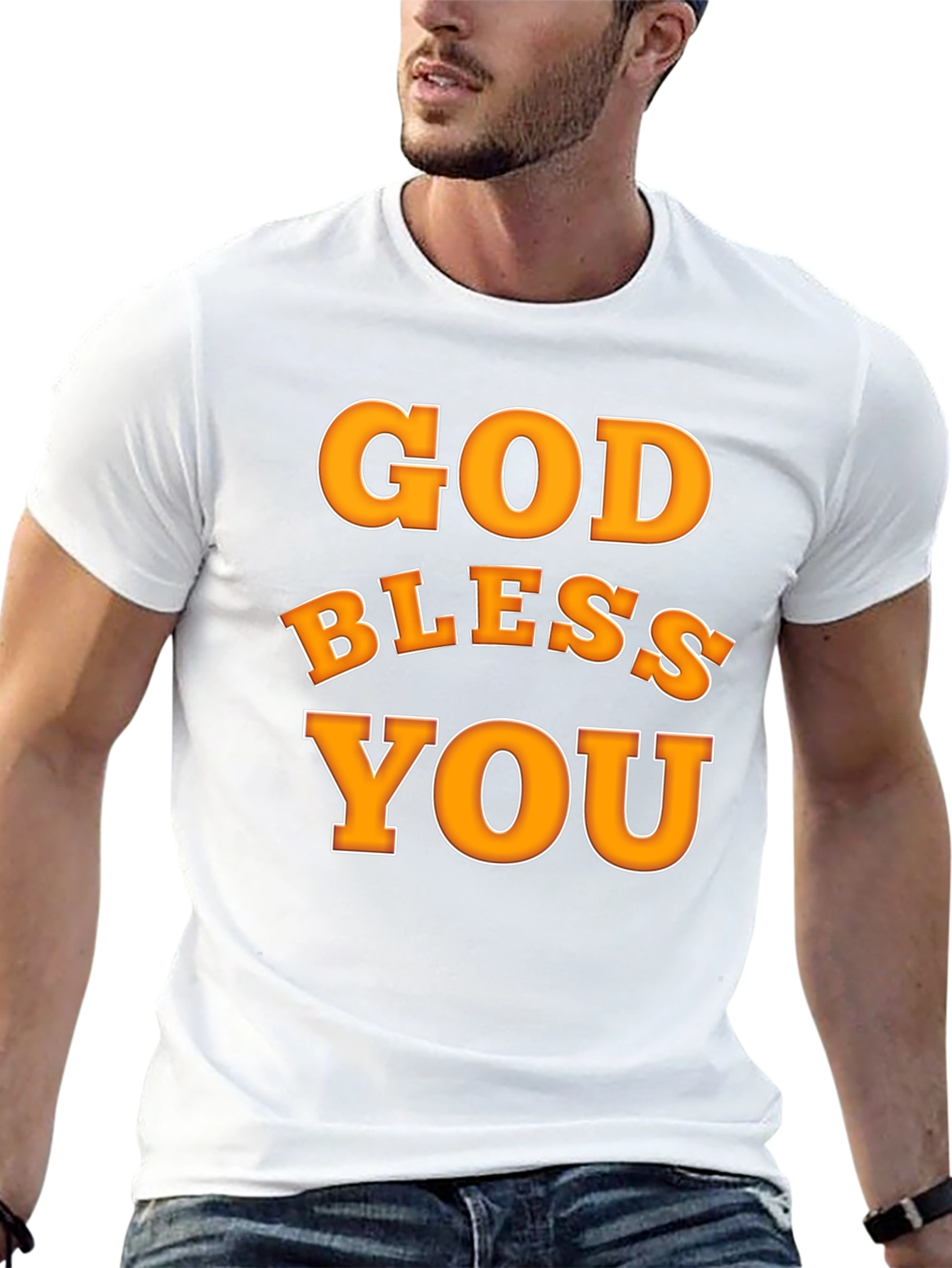 God Bless You Graphic T-Shirt Black Cotton