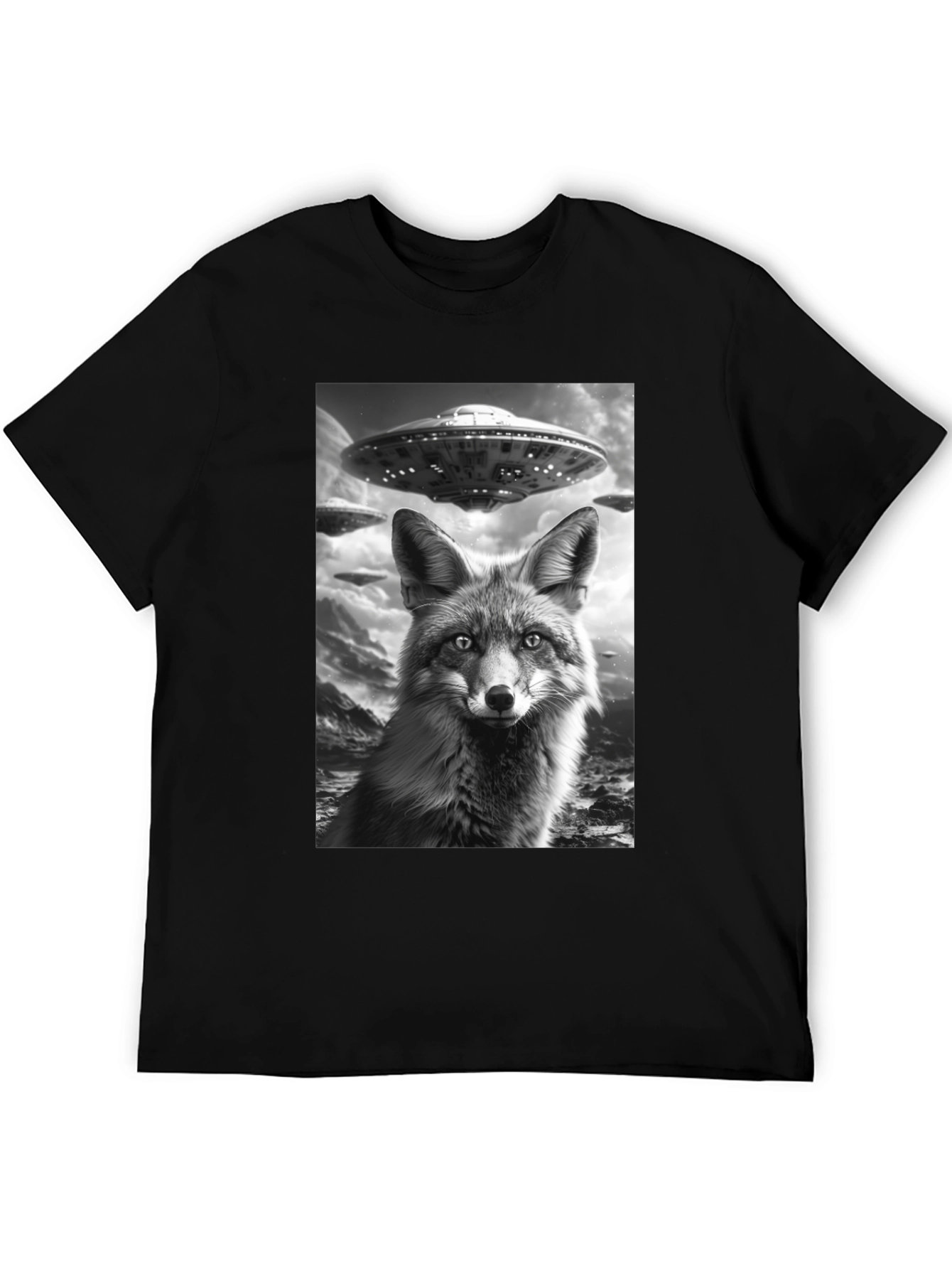Fox UFO Graphic T-Shirt - Black Cotton Tee