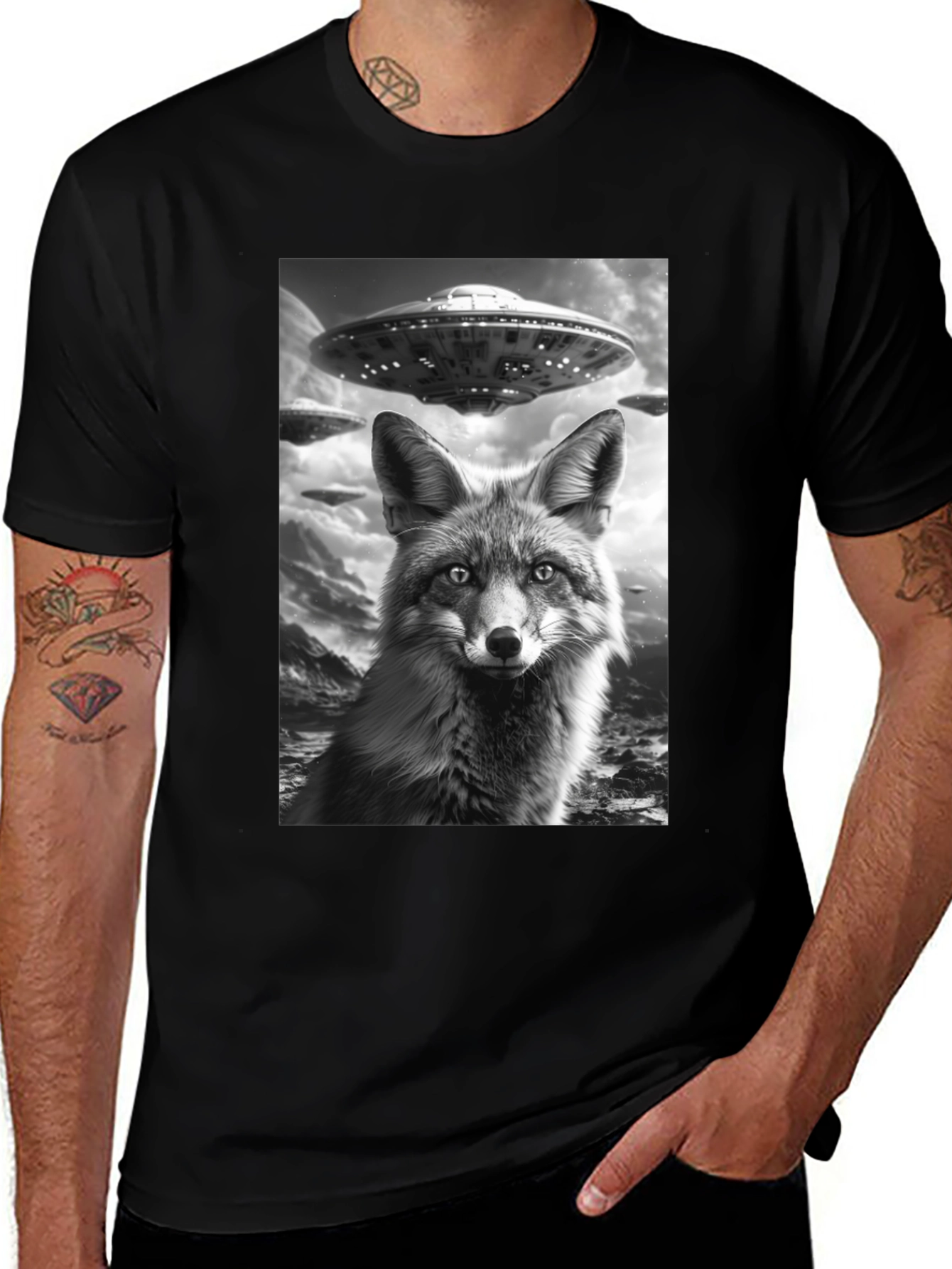 Fox UFO Graphic T-Shirt - Black Cotton Tee