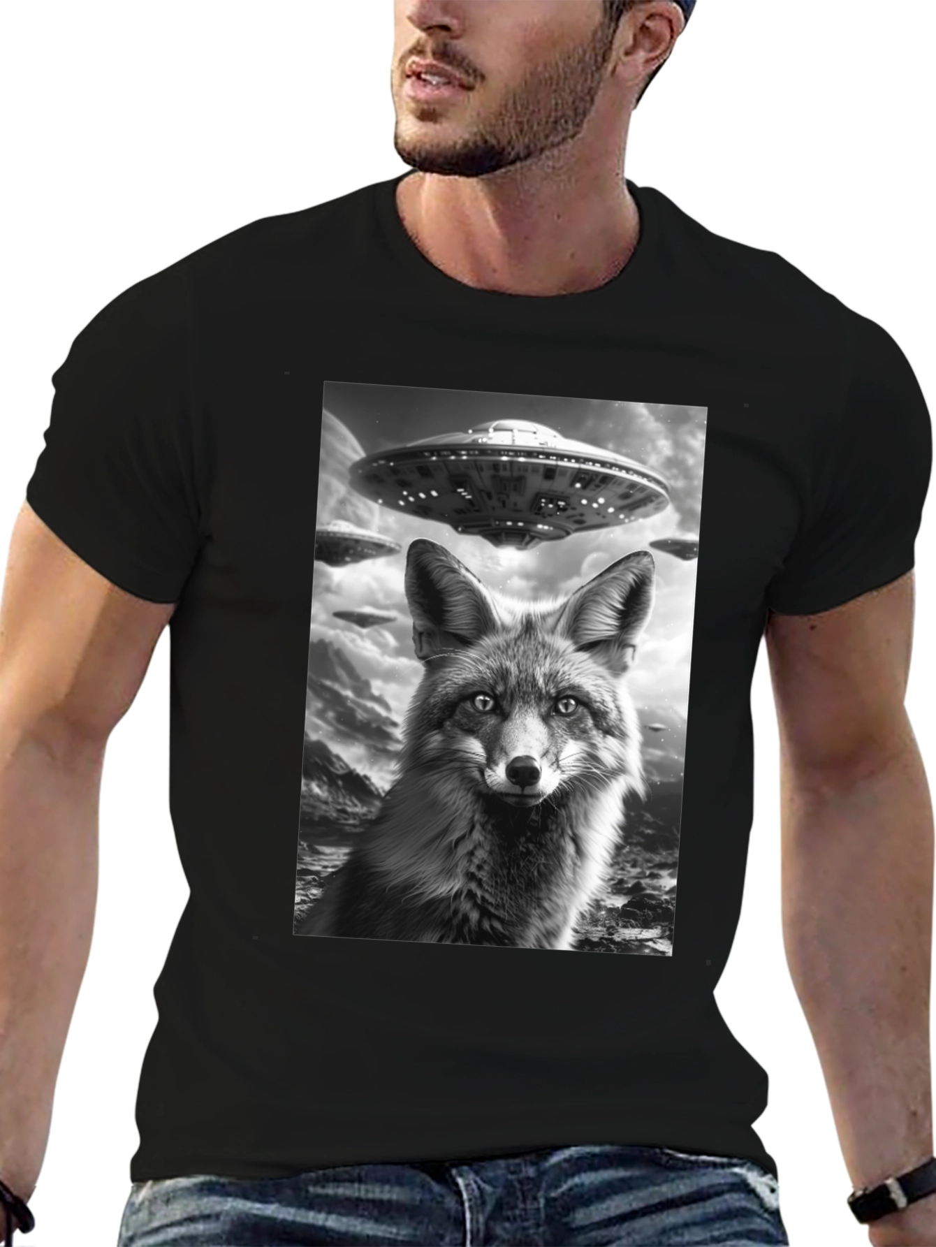 Fox UFO Graphic T-Shirt - Black Cotton Tee