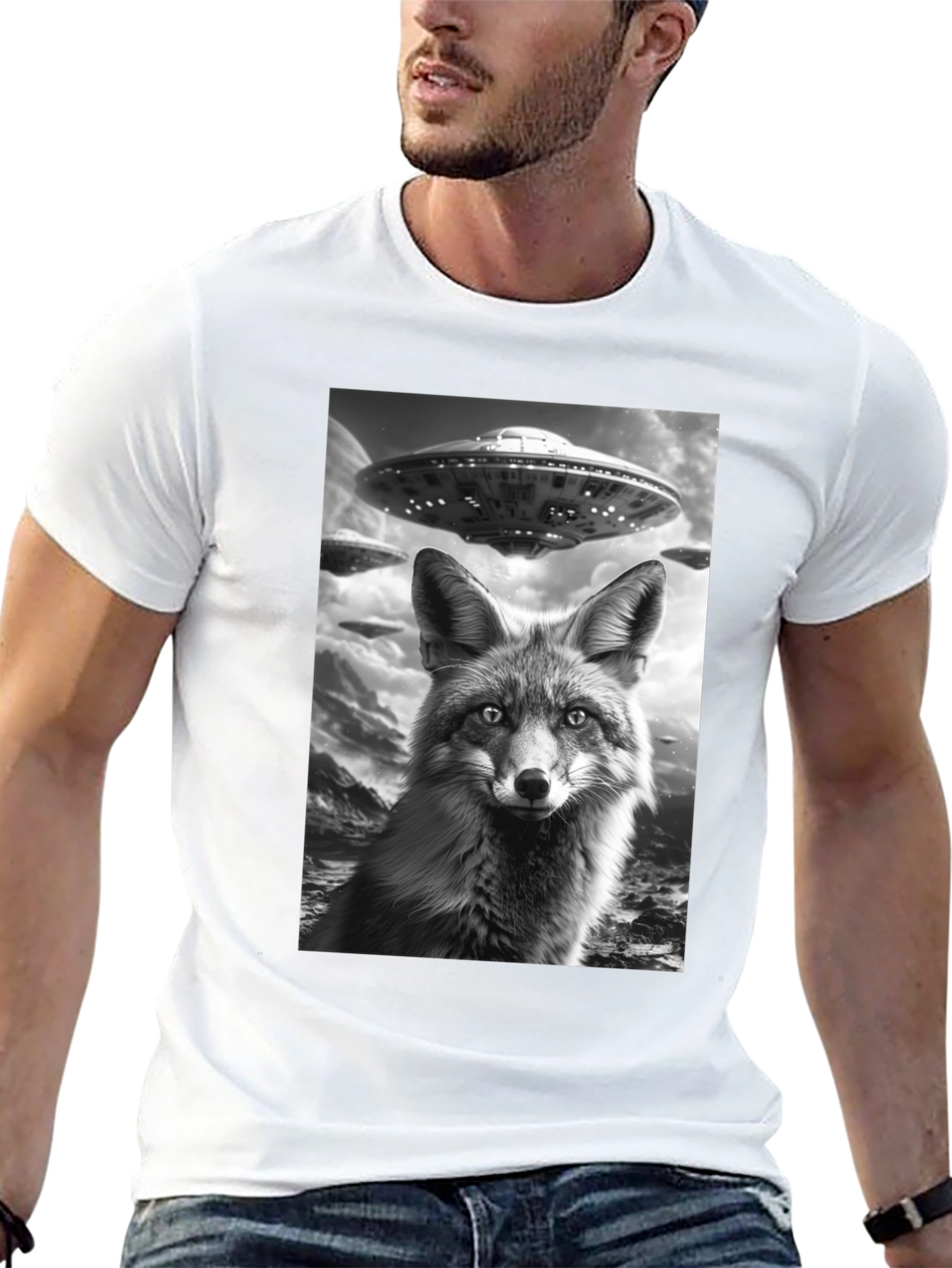 Fox UFO Graphic T-Shirt - Black Cotton Tee