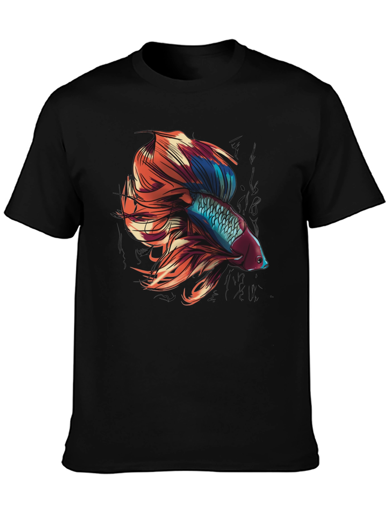 Betta Fish Graphic Tee - Black Cotton T-Shirt