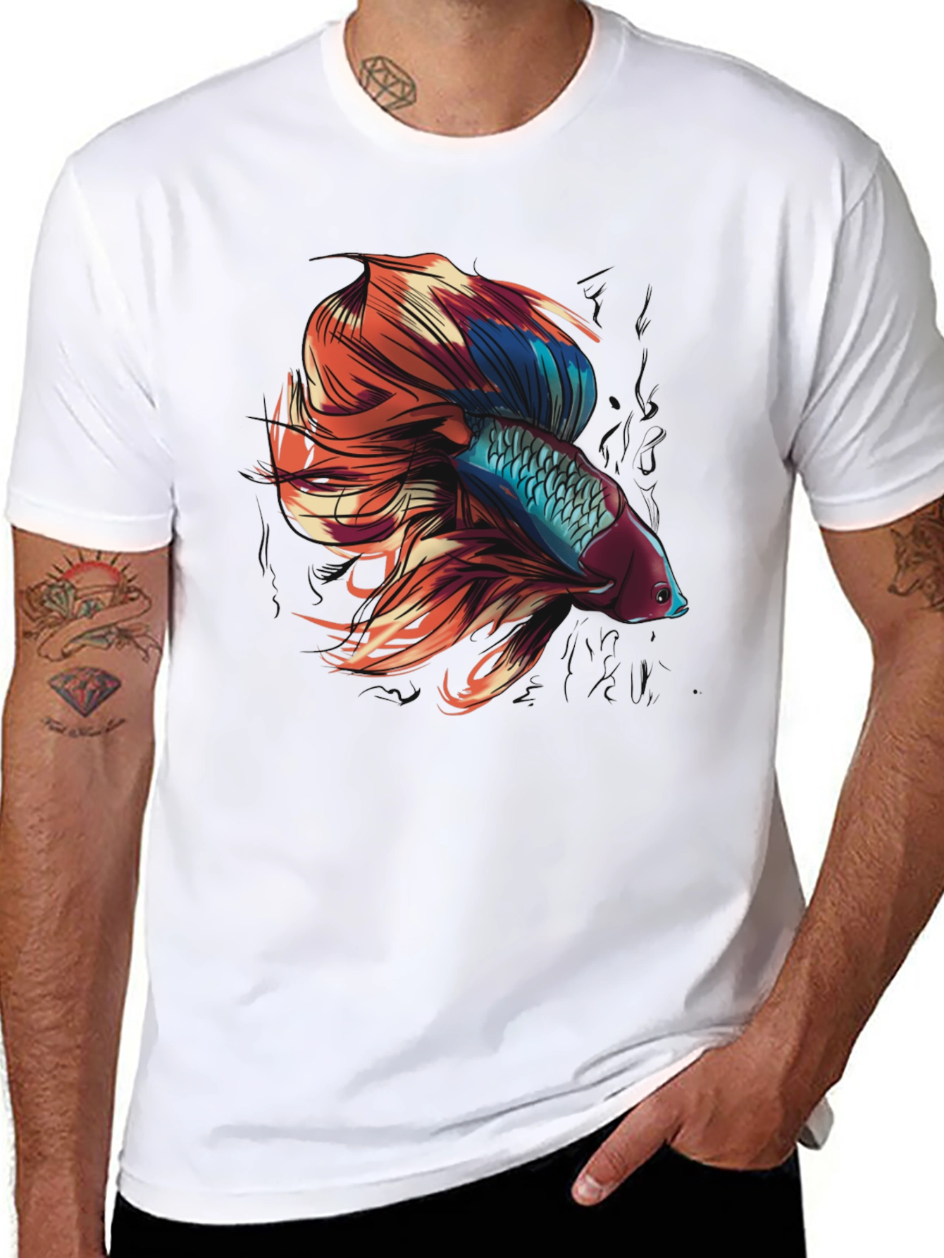 Betta Fish Graphic Tee - Black Cotton T-Shirt