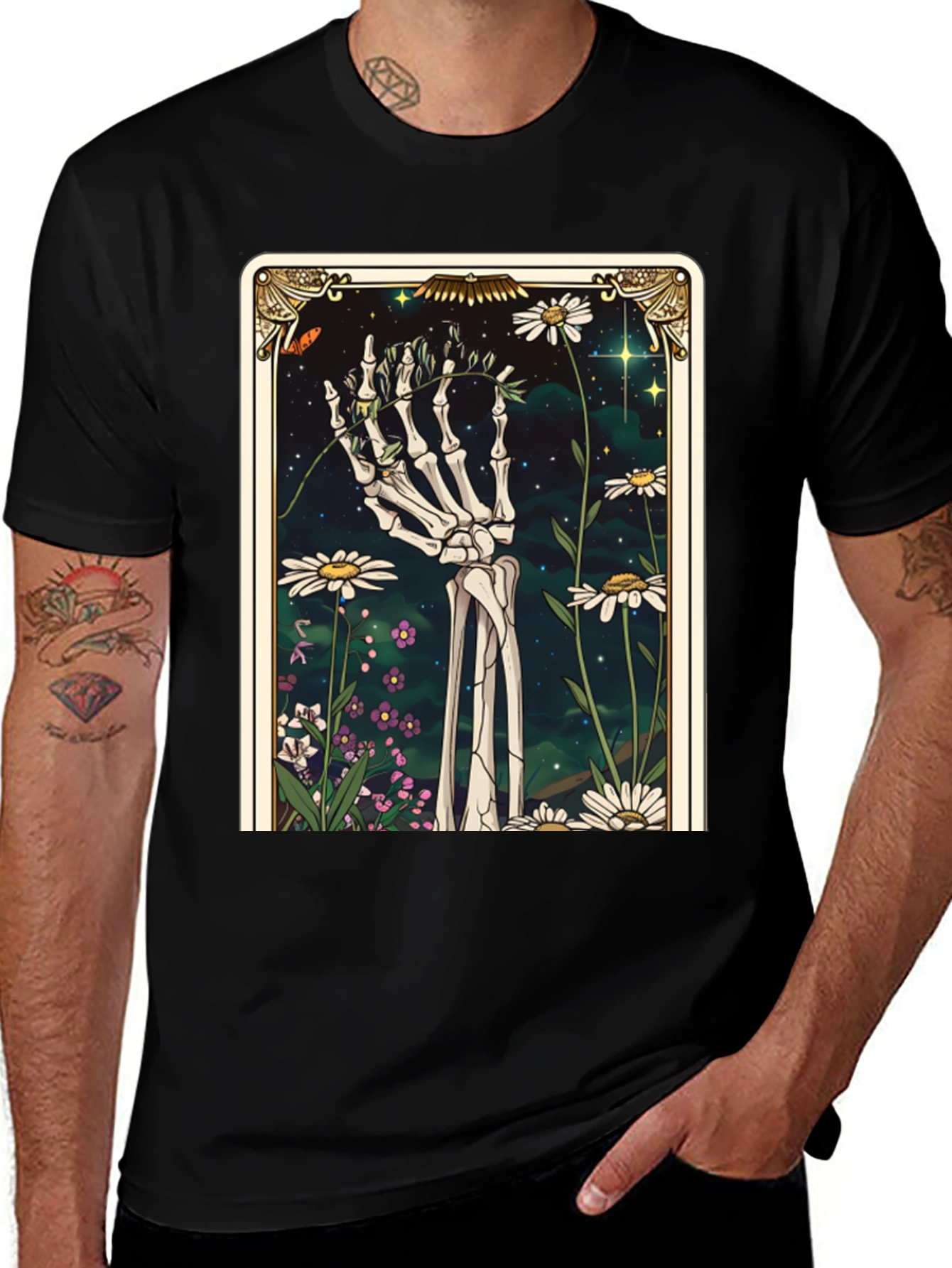 Floral Skeleton Tarot Graphic Tee
