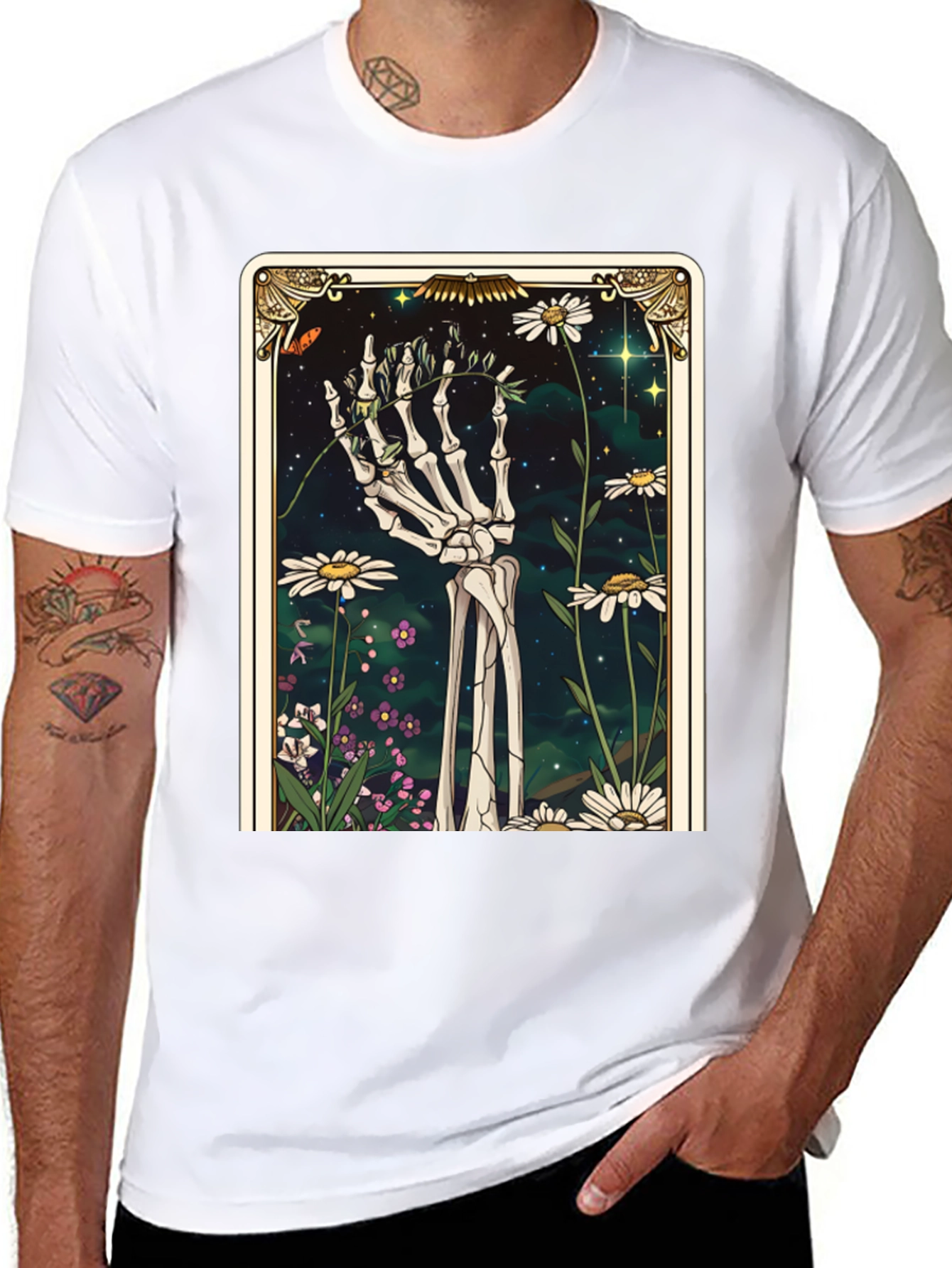 Floral Skeleton Tarot Graphic Tee