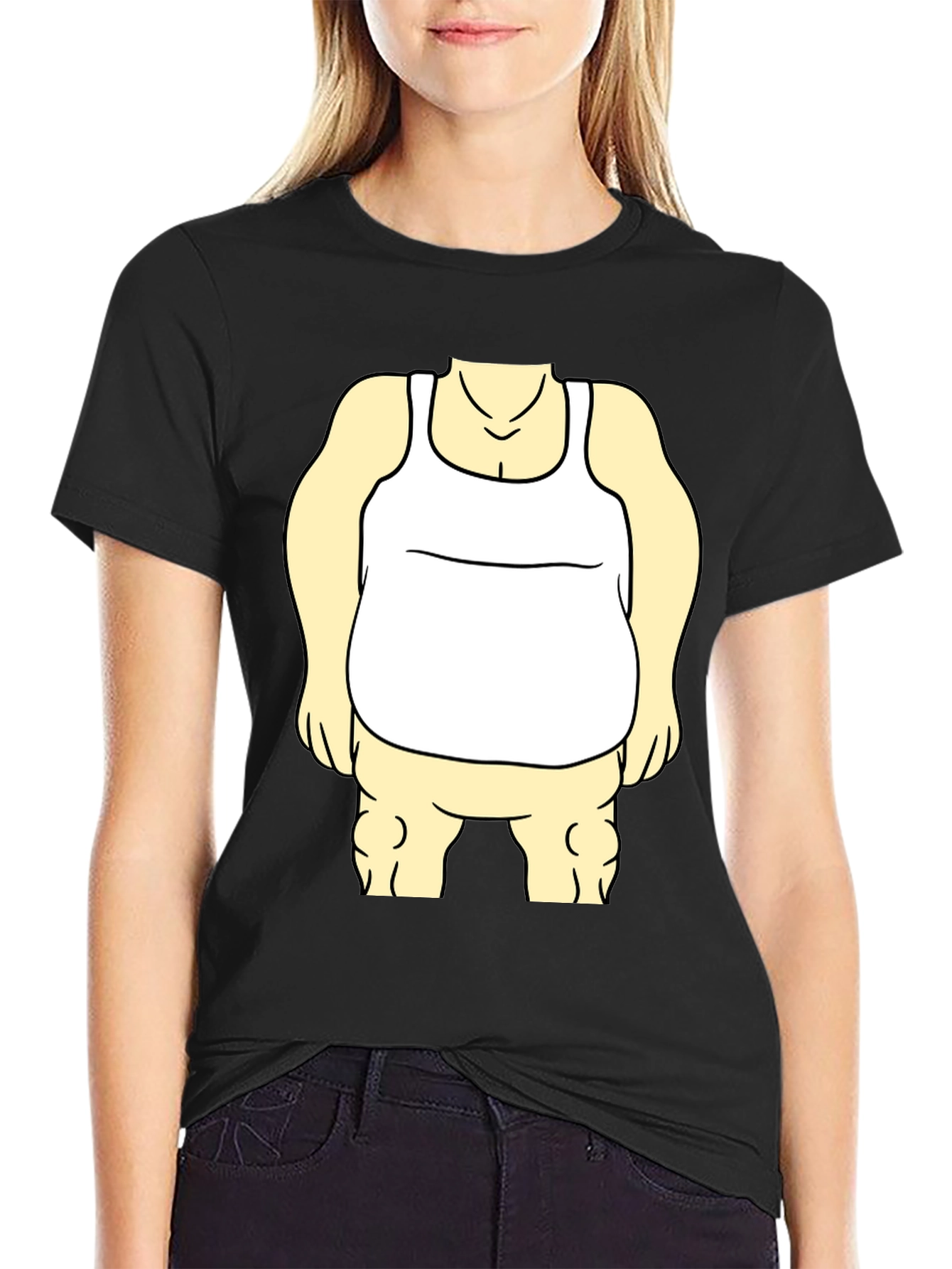 Funny Cartoon Character Graphic Black T-Shirt