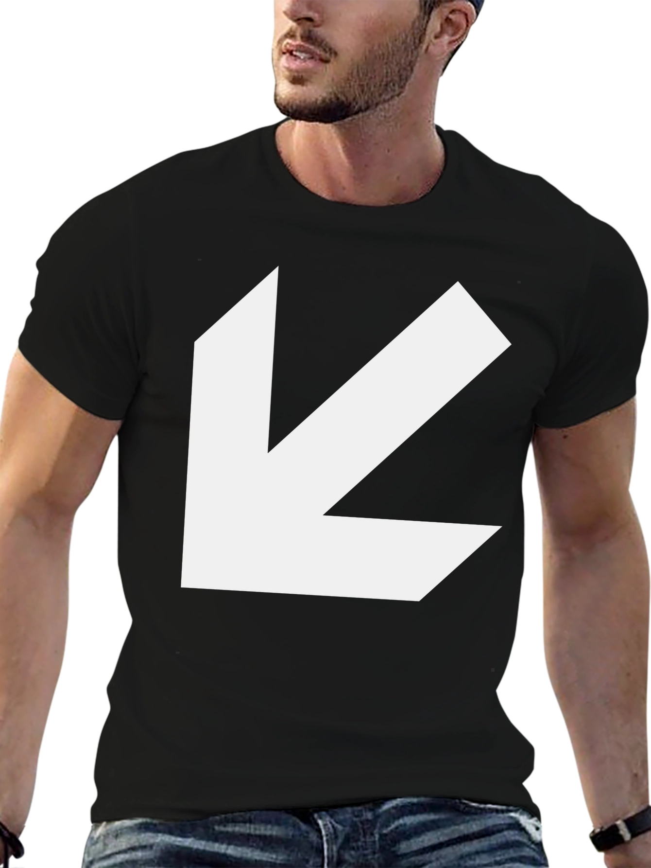 Bold Arrow Graphic Tee - Black Casual Style