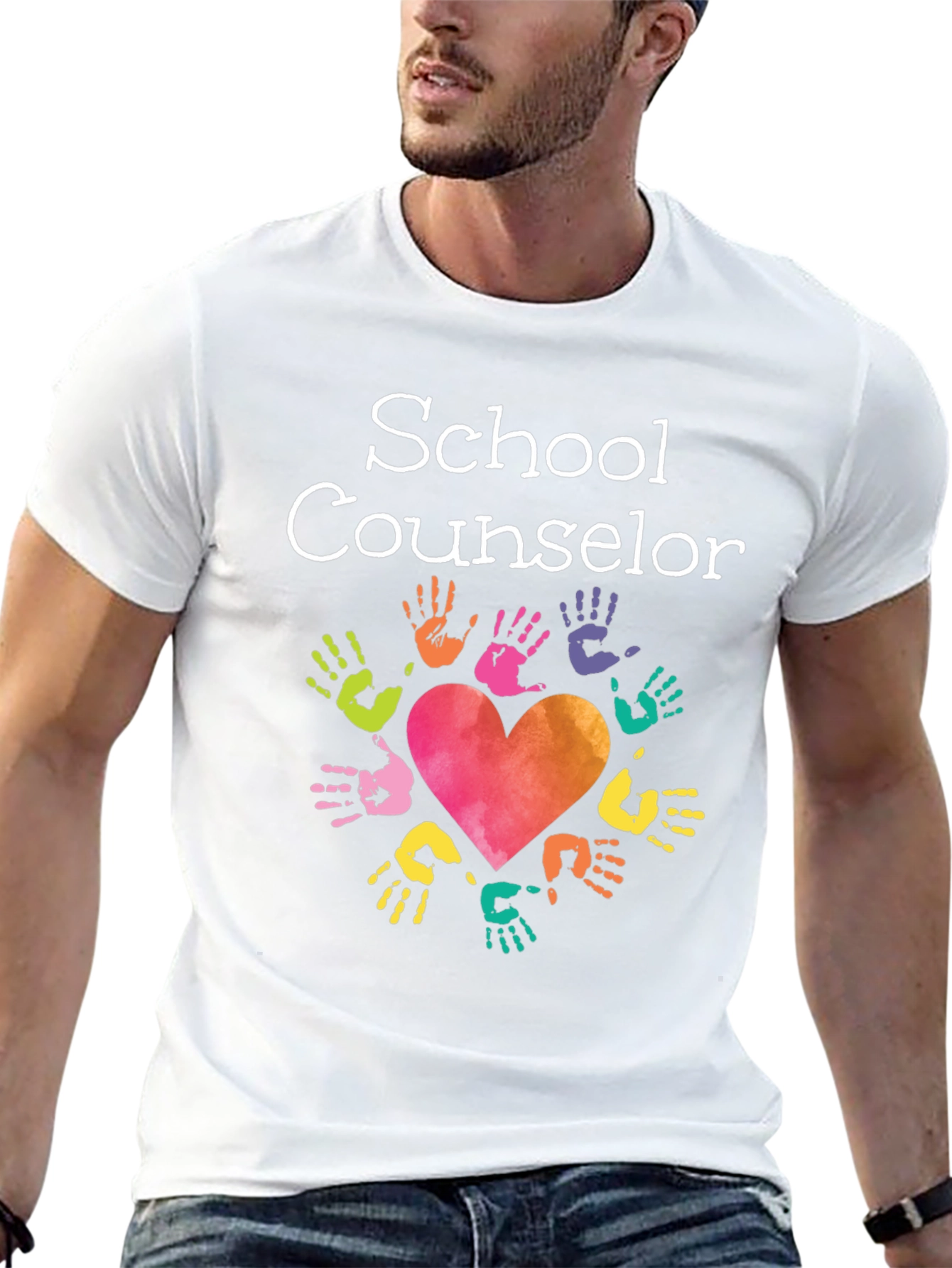 School Counselor Heart Hands T-Shirt
