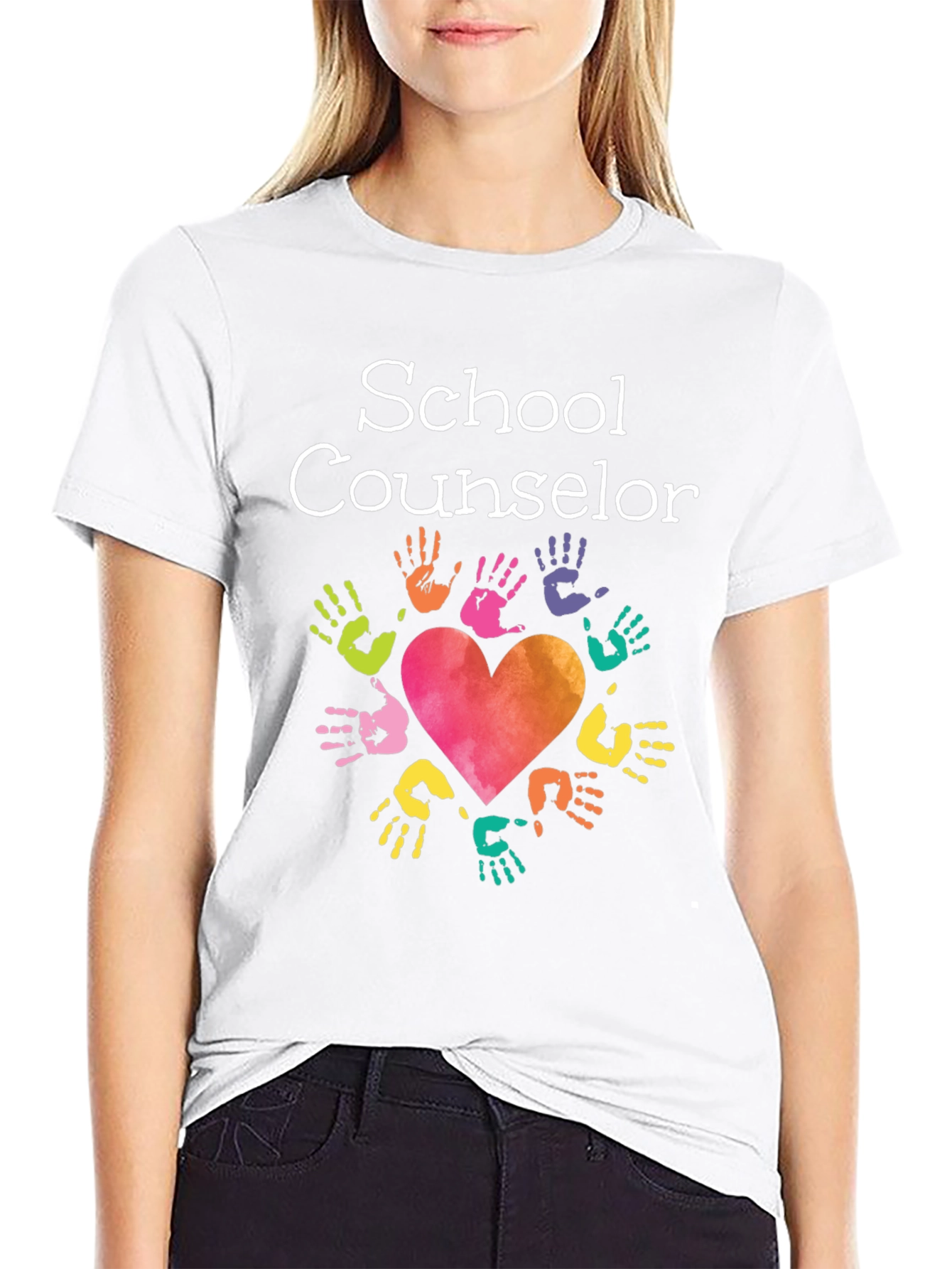 School Counselor Heart Hands T-Shirt