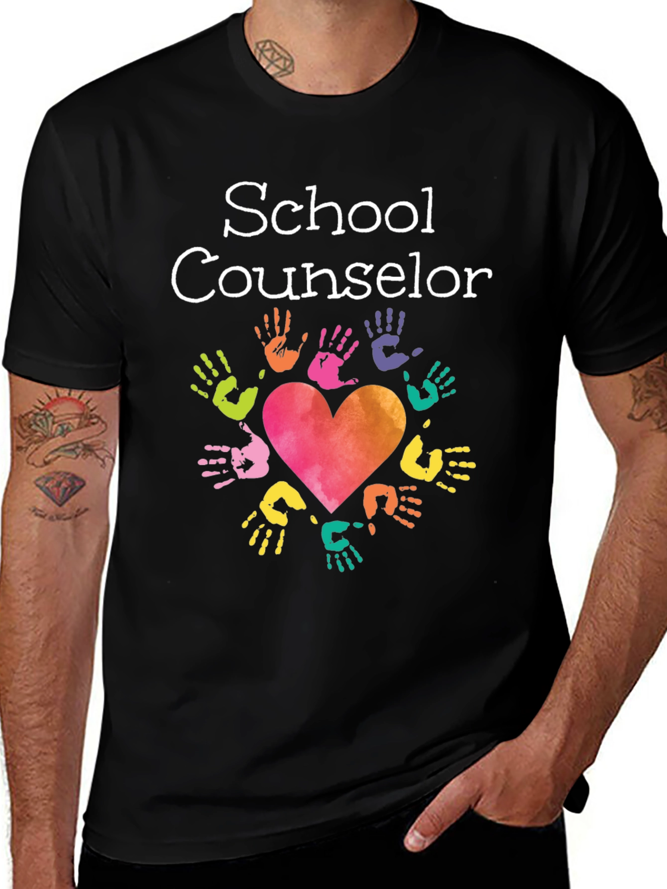 School Counselor Heart Hands T-Shirt