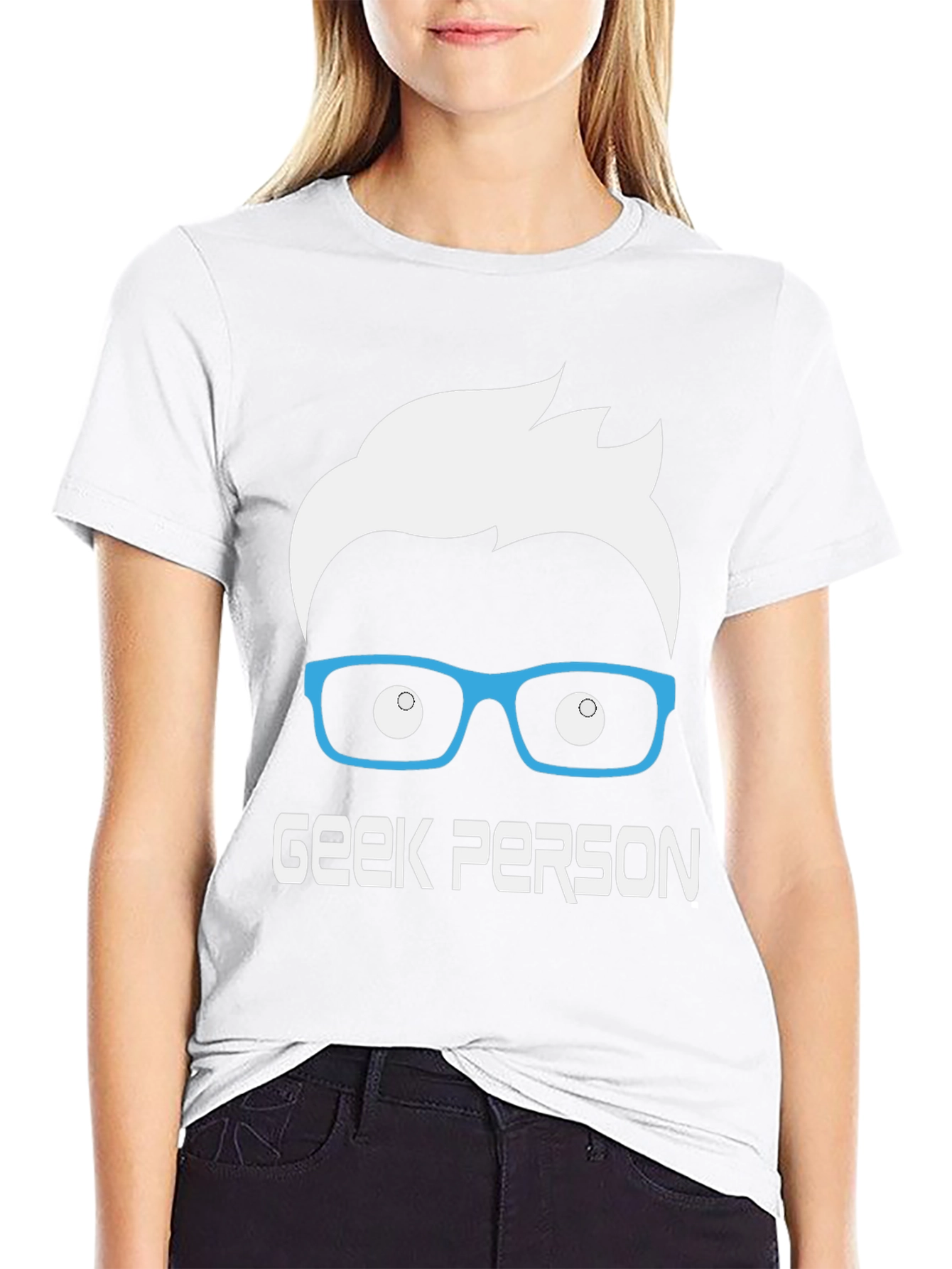 Geek Person Graphic Tee - Black Cotton T-Shirt
