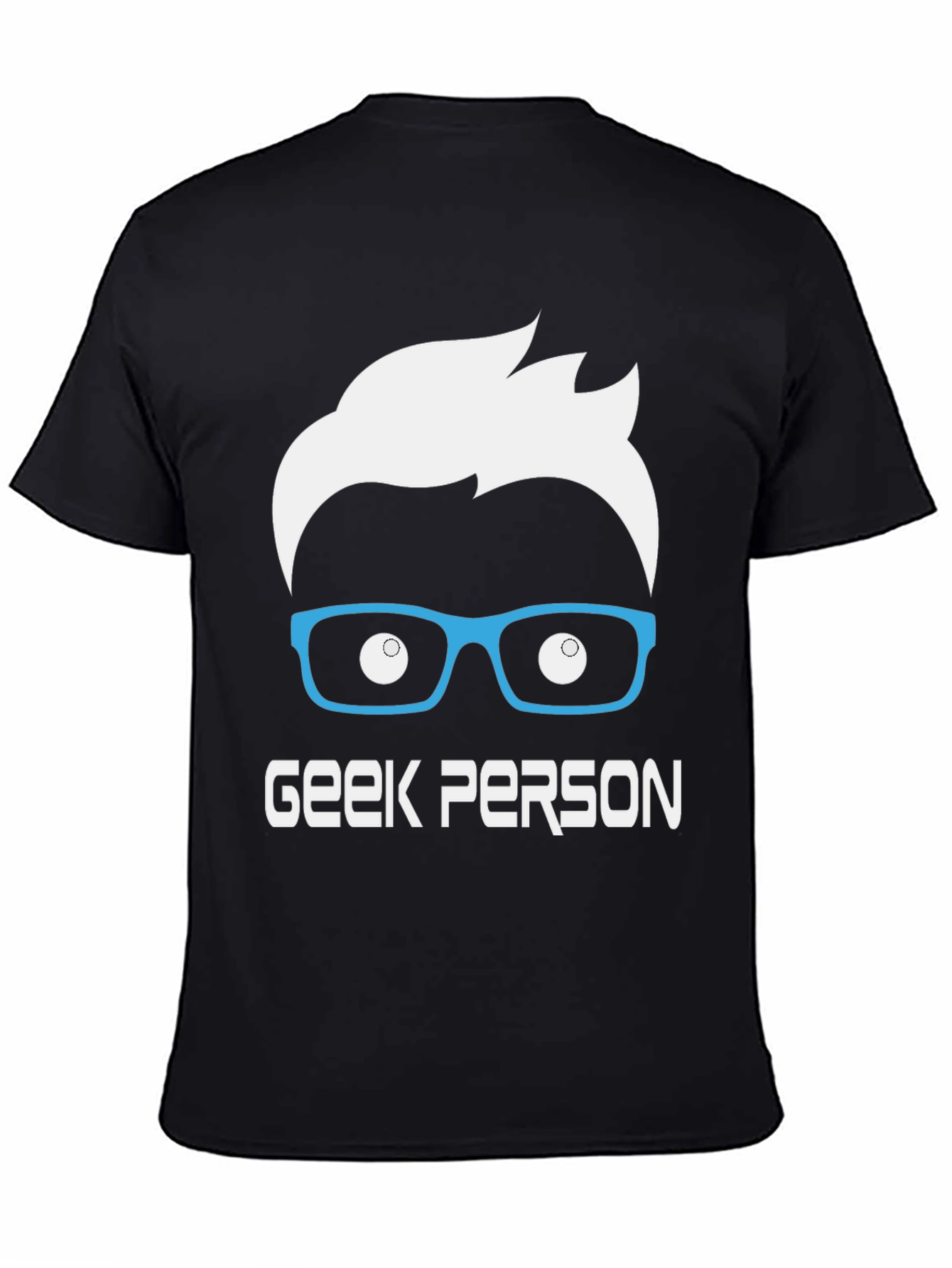 Geek Person Graphic Tee - Black Cotton T-Shirt