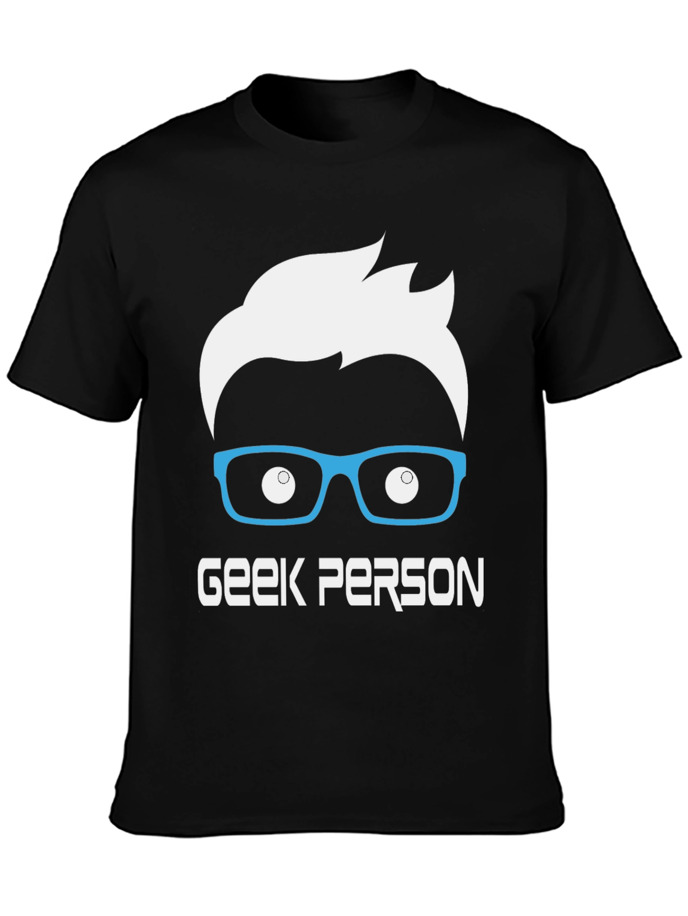 Geek Person Graphic Tee - Black Cotton T-Shirt