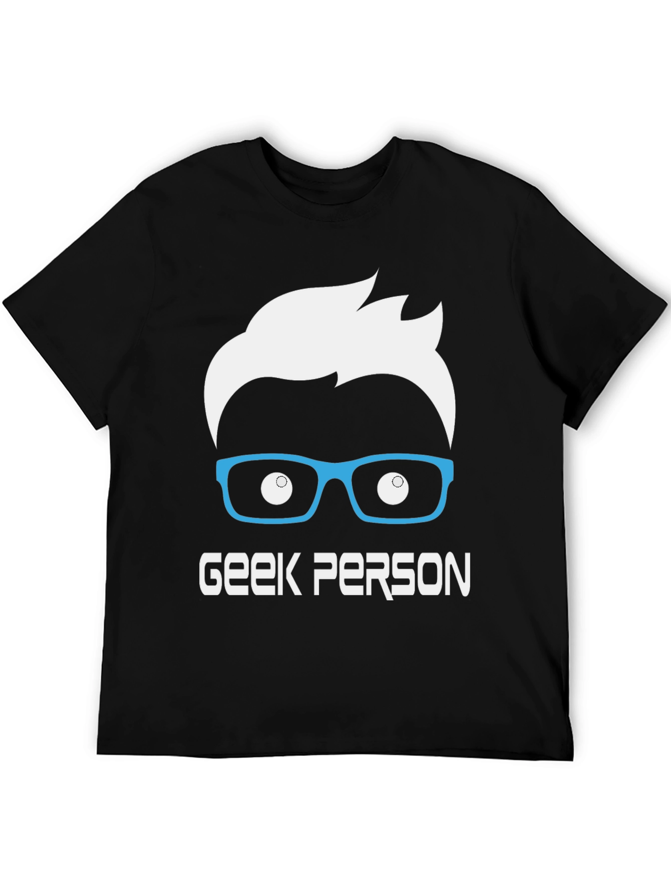 Geek Person Graphic Tee - Black Cotton T-Shirt