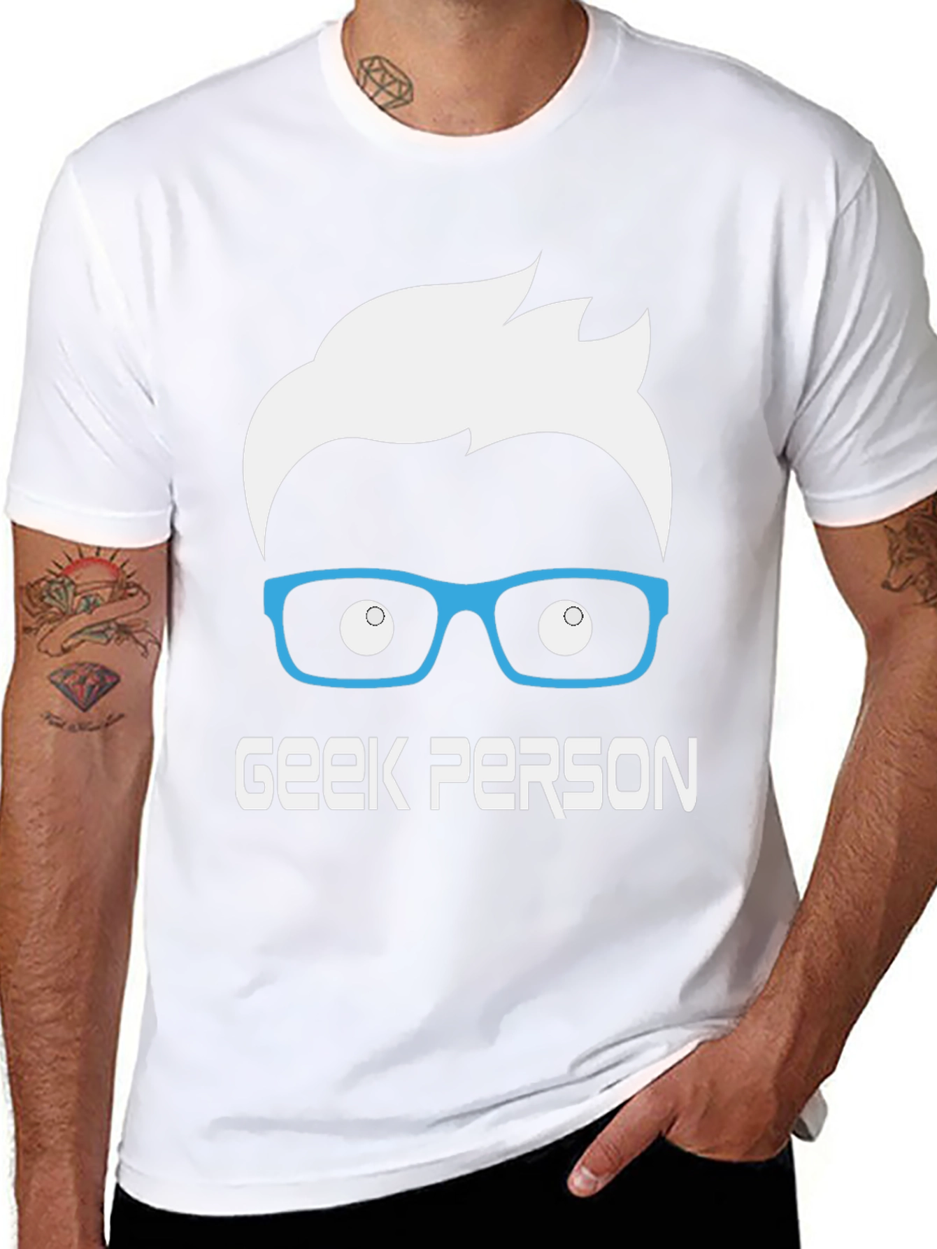 Geek Person Graphic Tee - Black Cotton T-Shirt