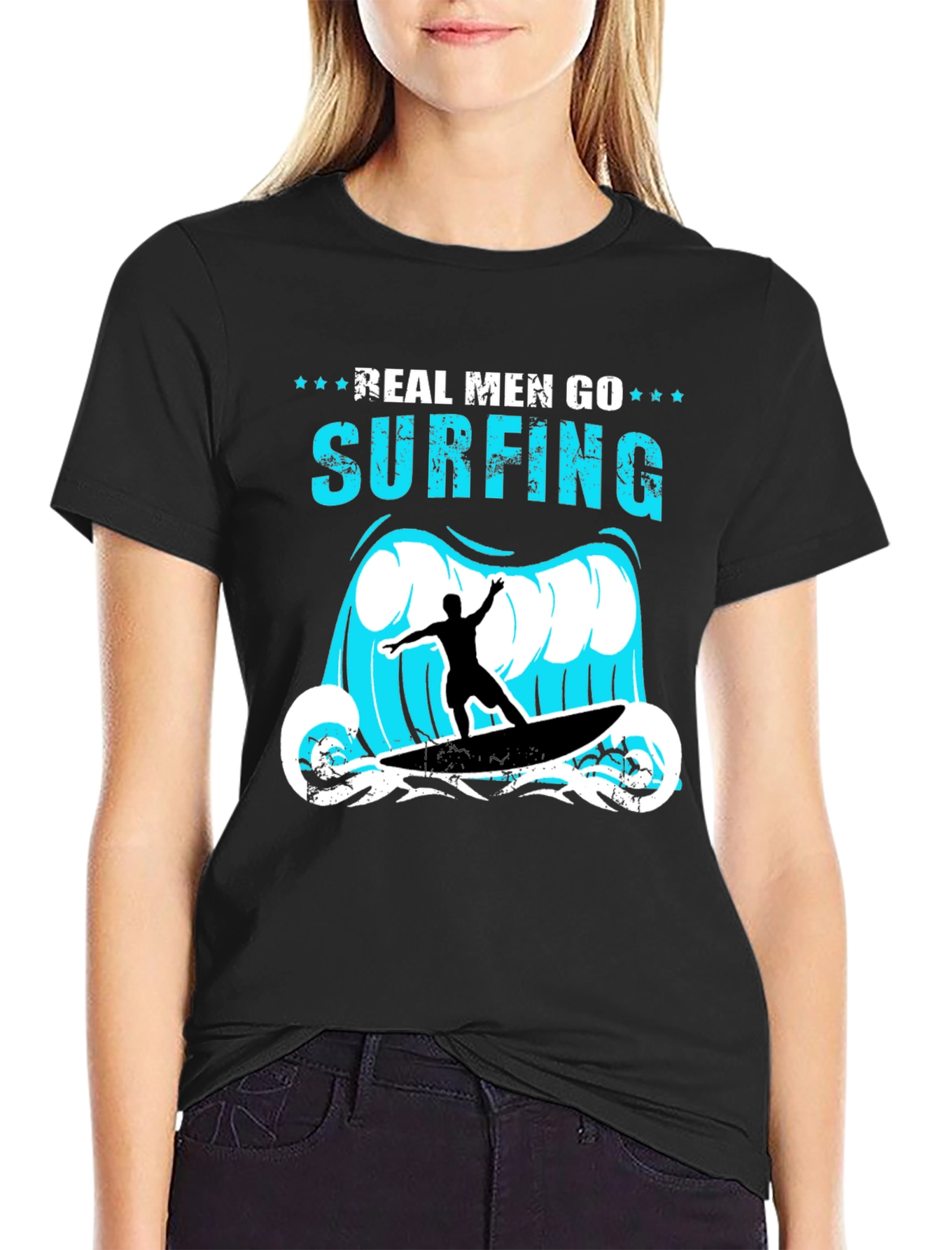 Real Men Go Surfing Graphic T-Shirt
