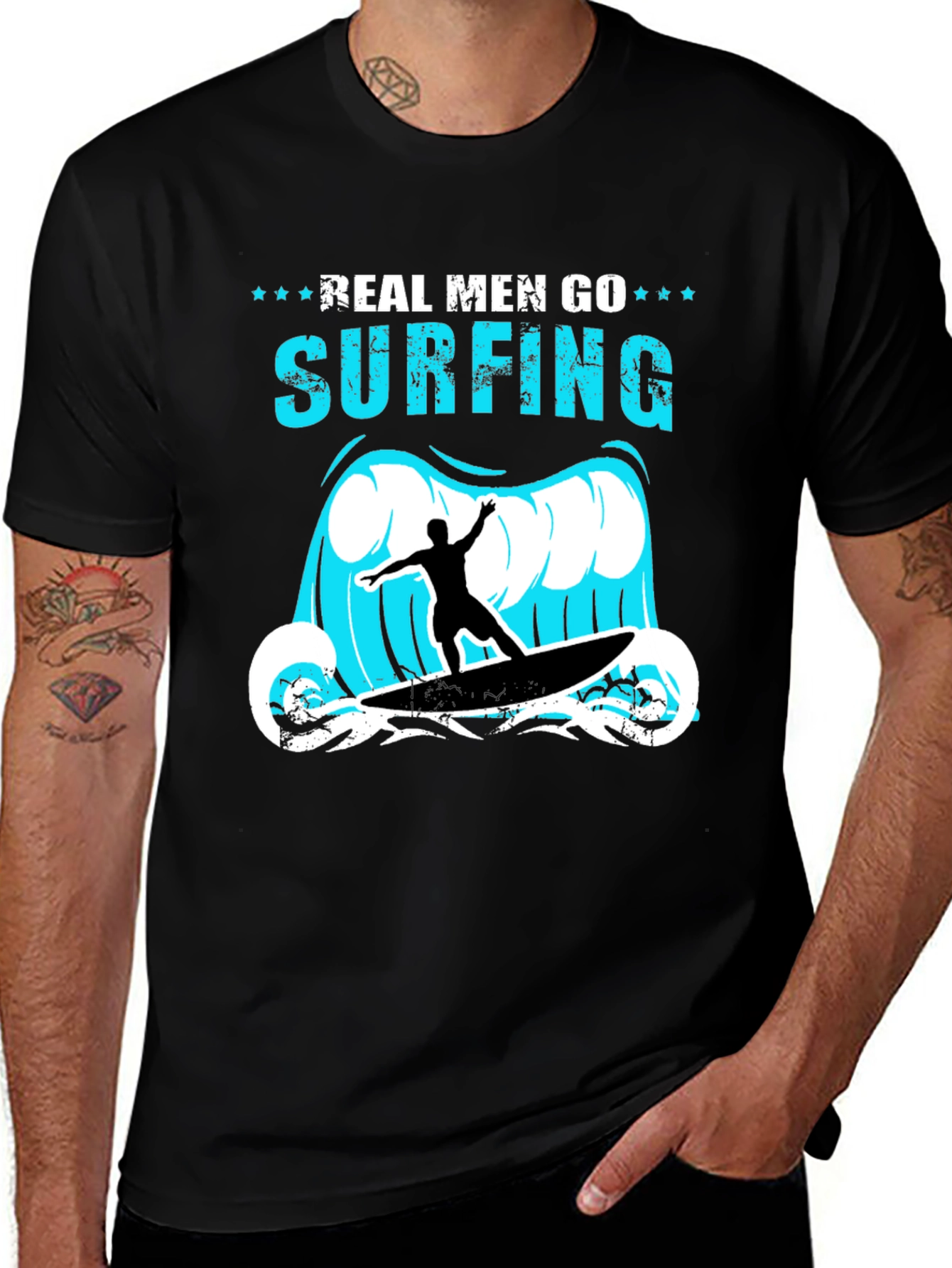 Real Men Go Surfing Graphic T-Shirt