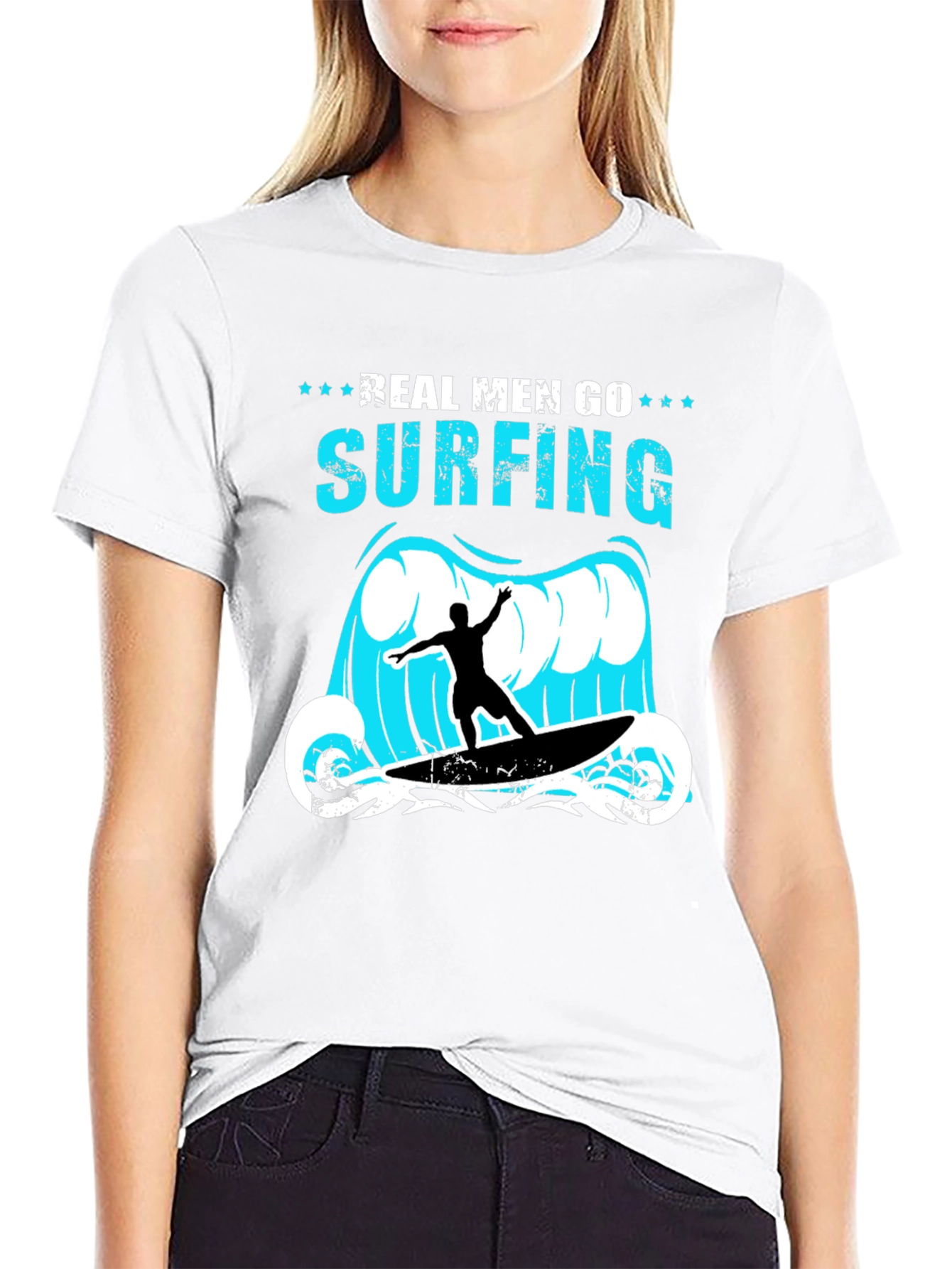 Real Men Go Surfing Graphic T-Shirt