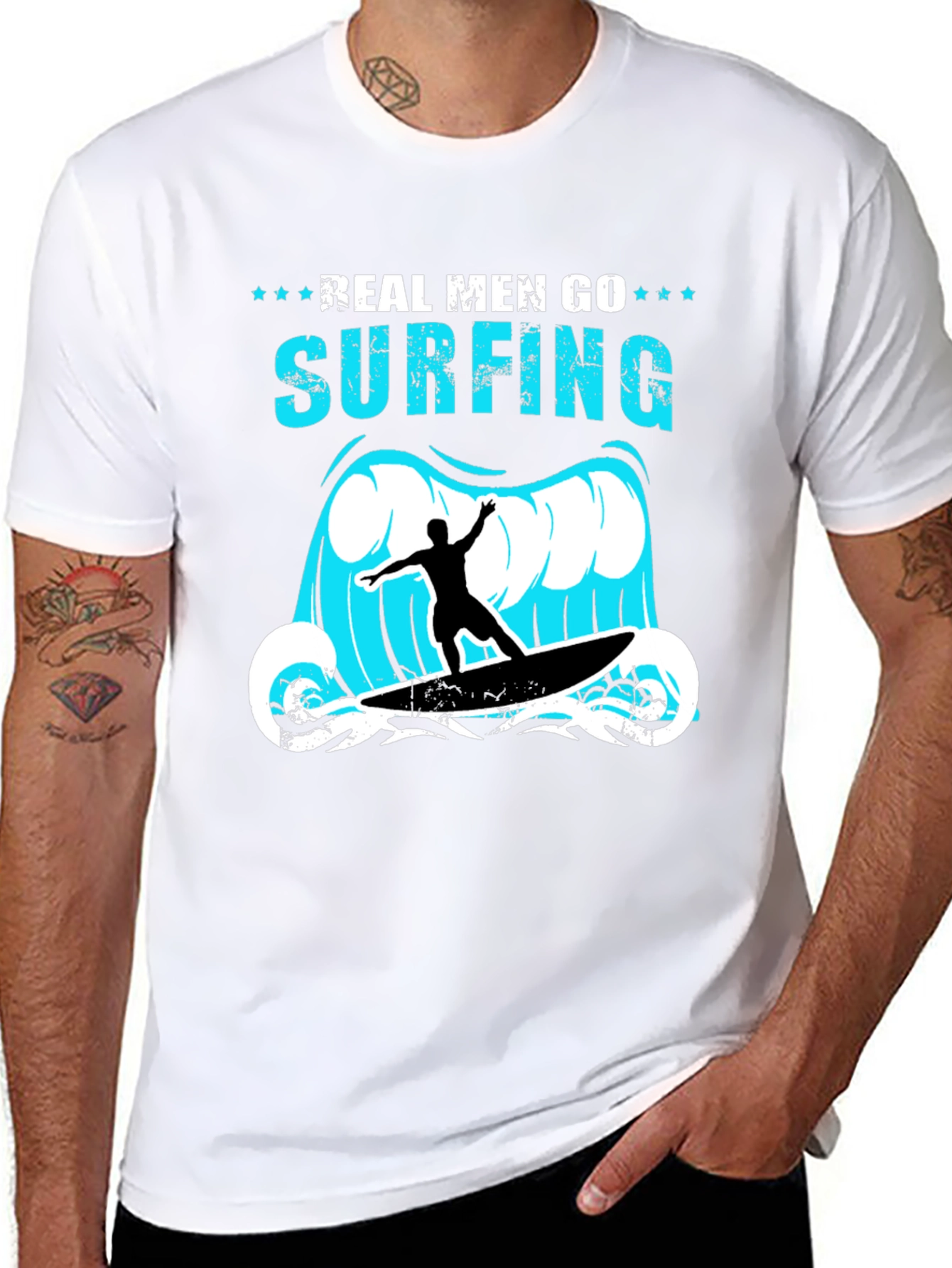 Real Men Go Surfing Graphic T-Shirt