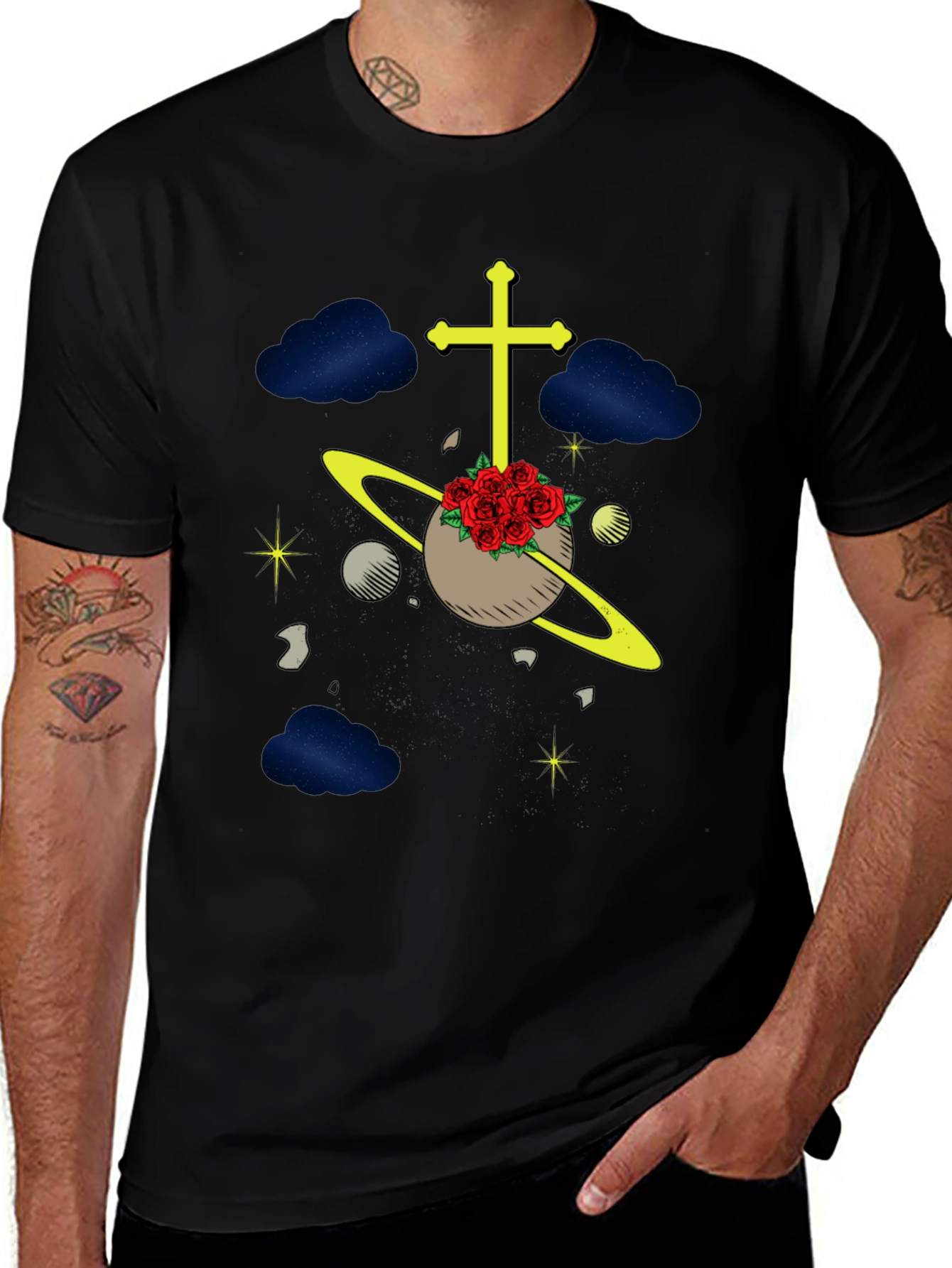 Celestial Rose Planet Graphic T-Shirt
