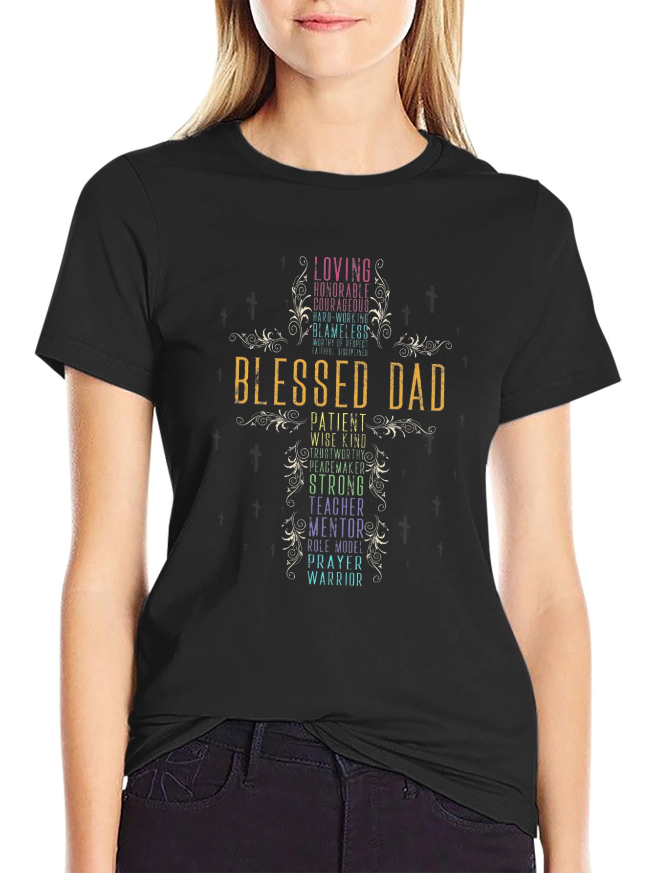 Blessed Dad Cross Graphic Tee - Fathers Day Gift