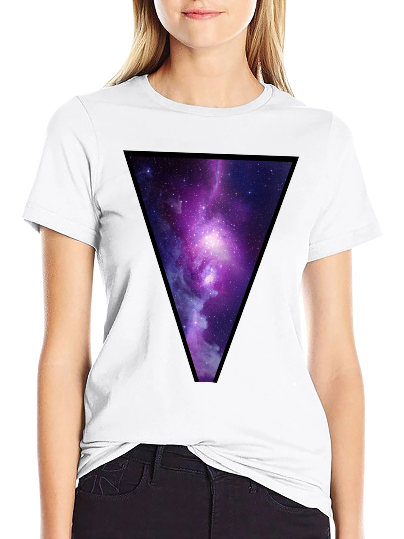 Galaxy Triangle Graphic T-Shirt - Trendy Casual Wear