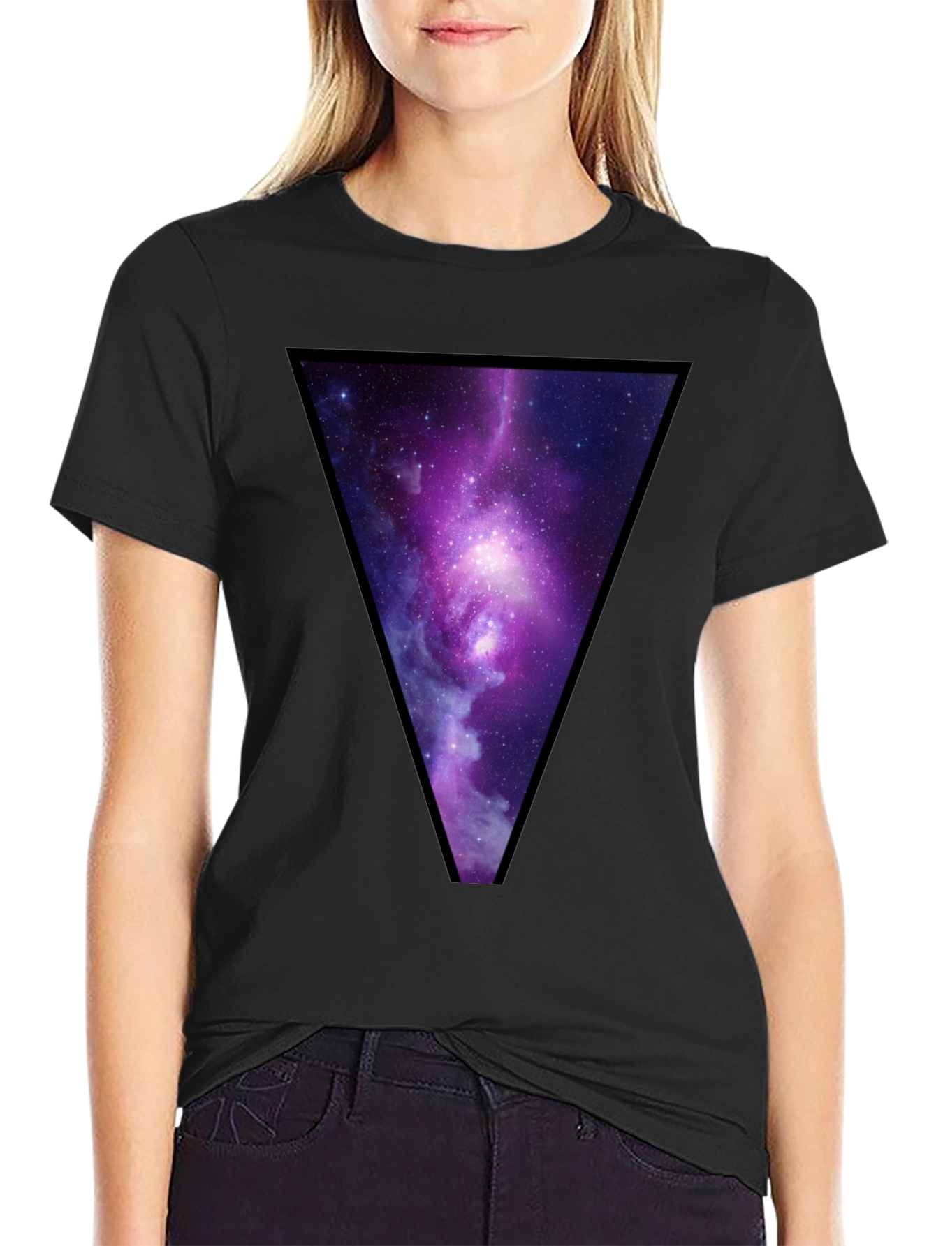 Galaxy Triangle Graphic T-Shirt - Trendy Casual Wear
